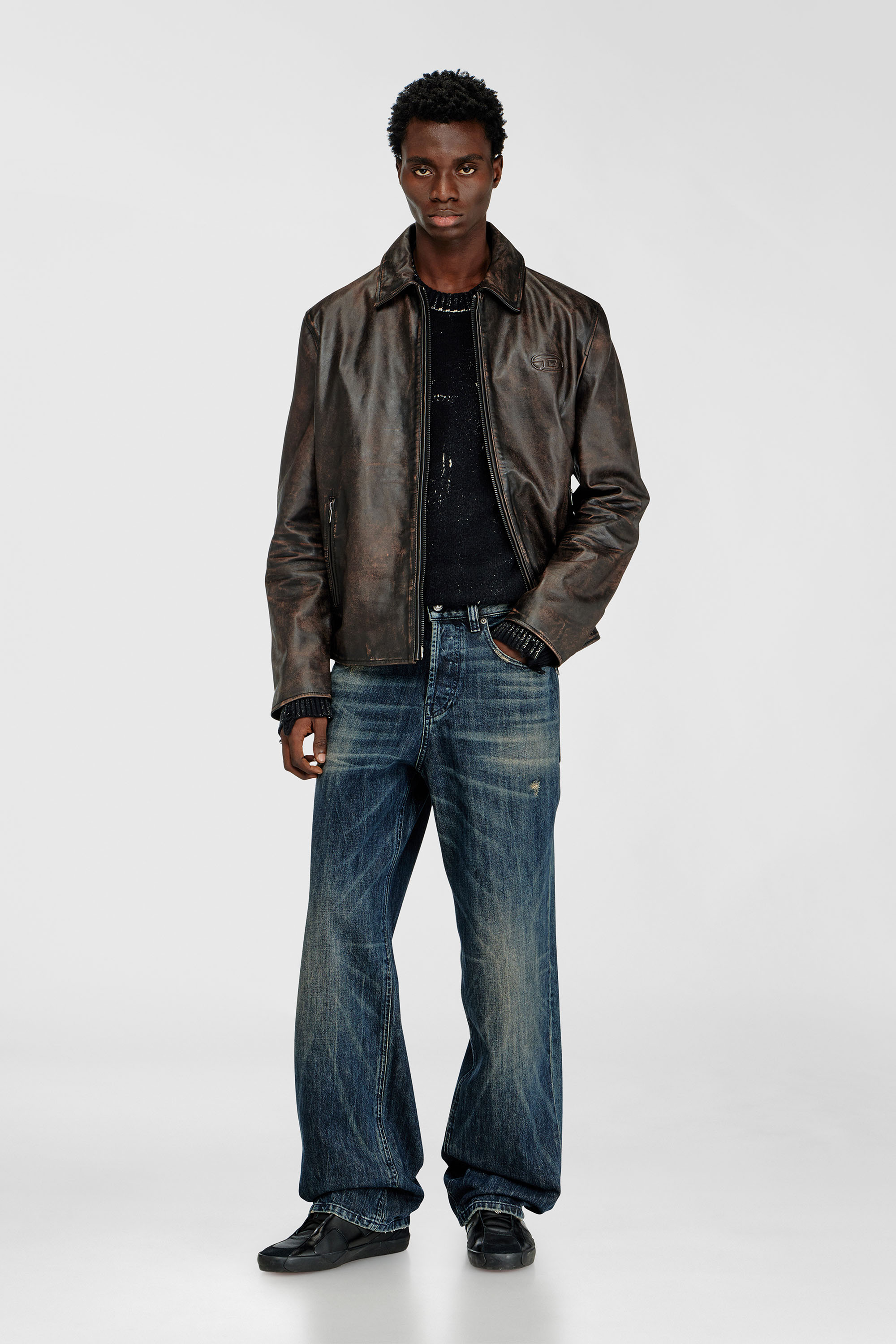Diesel - L-AMAR-WRD, Herren Coachjacke aus behandeltem Leder in Braun - 2