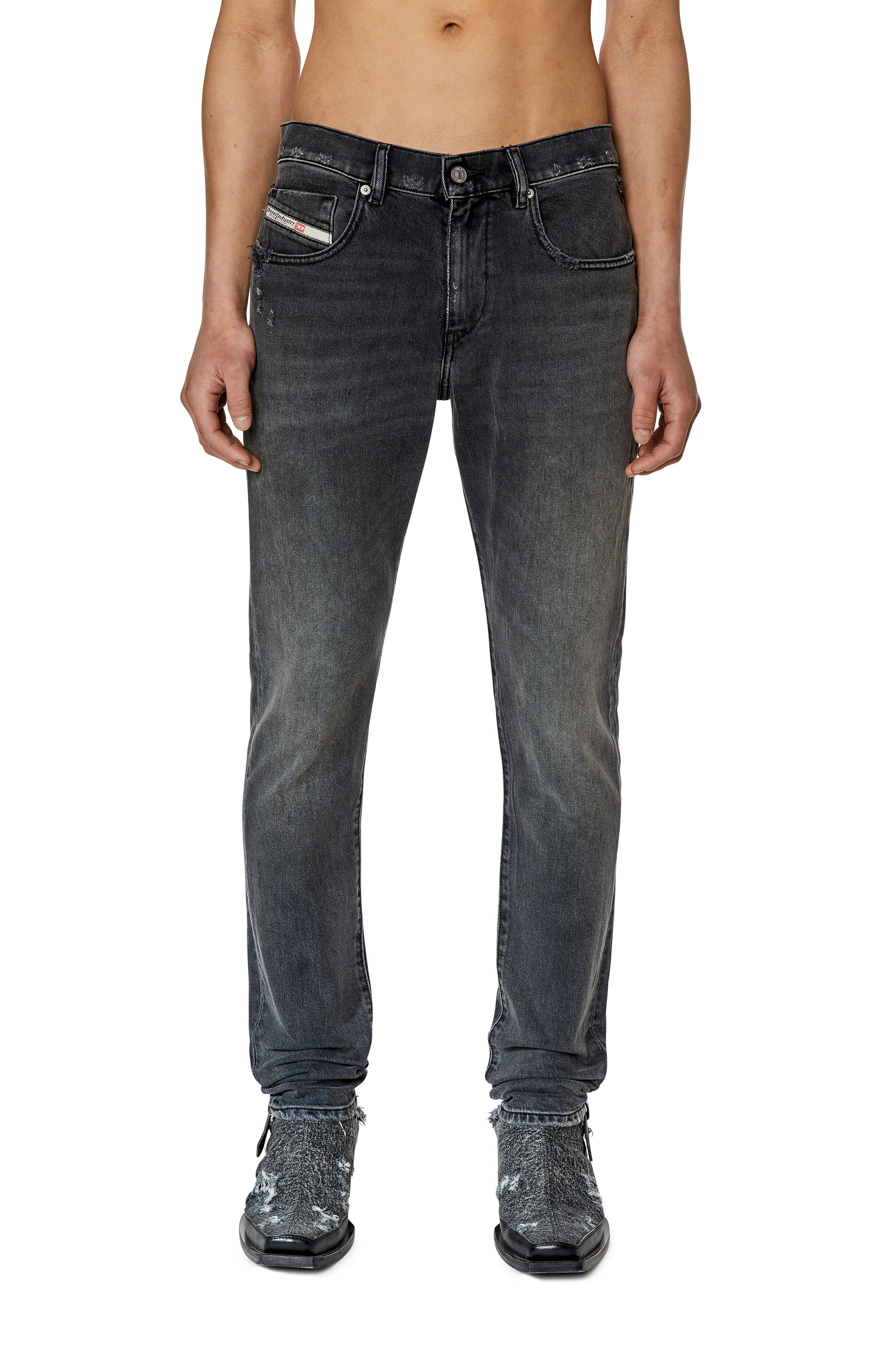 Diesel - 2019 D-Strukt 09F18 Slim Jeans, Schwarz/Dunkelgrau - Image 1