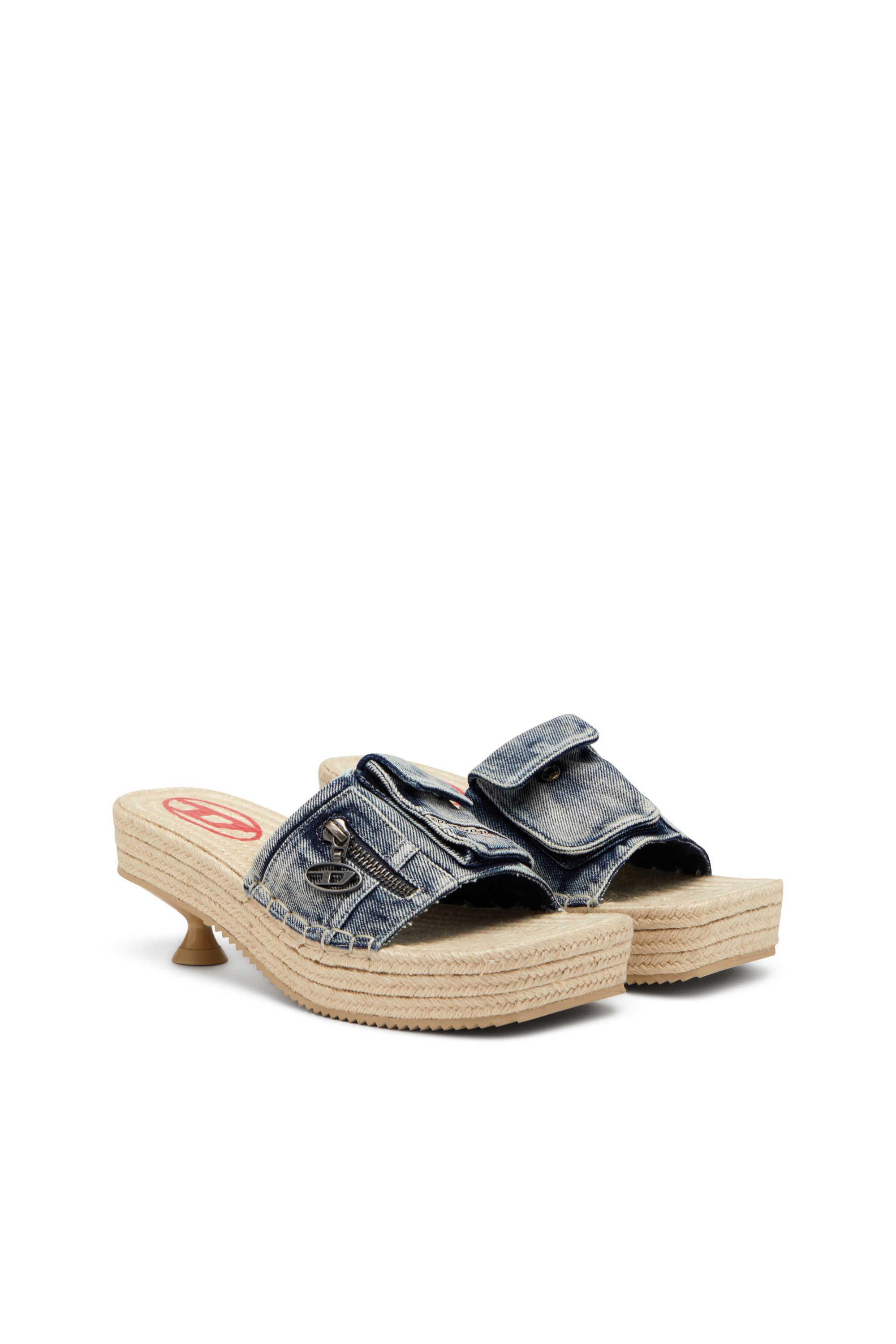 Diesel - D-IBIZA 40 PCK, Damen Espadrilles mit Absatz und Plateau aus Denim in Blau - 2