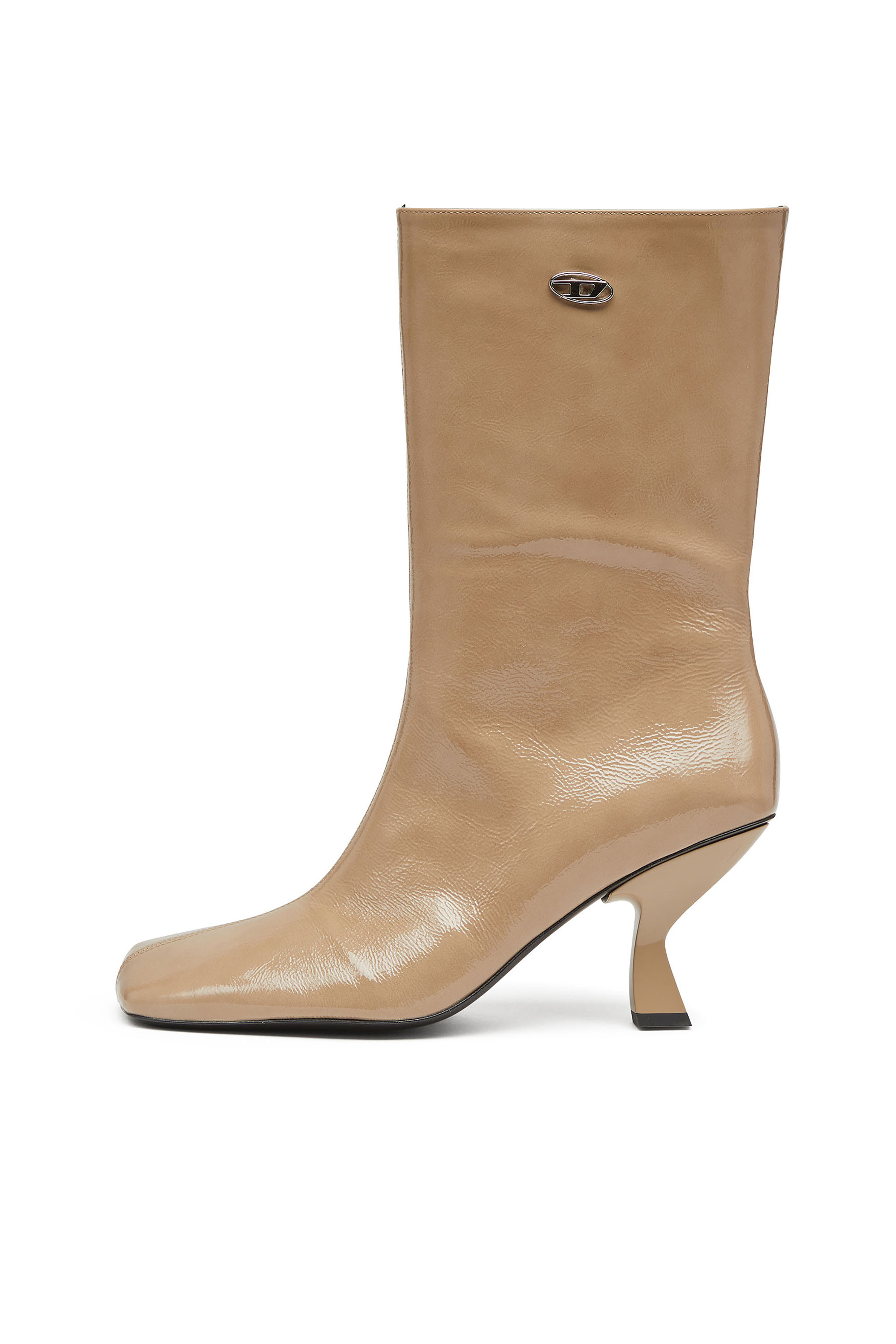 Diesel - D-AMBER TUBE 75, Damen D-Amber-Stiefeletten mit quadratischer Spitze und Naplak-Effekt in Beige - 8