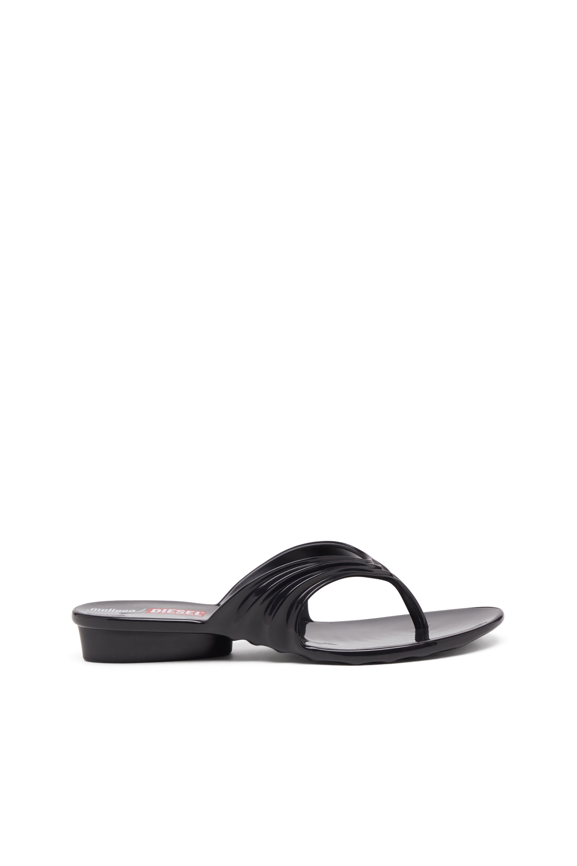 Diesel - MELISSA QUANTUM THONG, Damen K&uuml;nstlerisch gestaltete Flip-Flops aus Melflex&reg; in Schwarz - 1