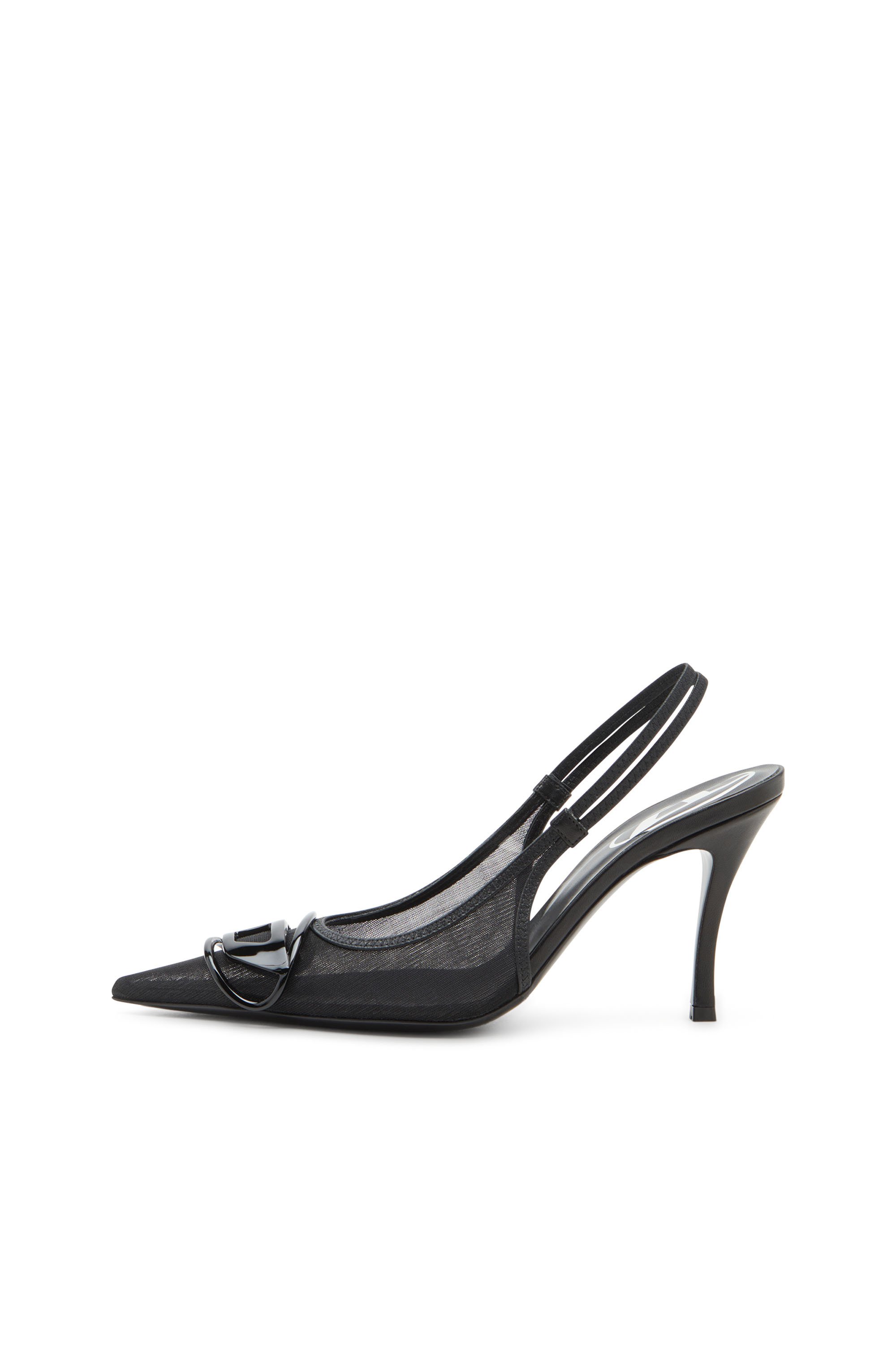 Diesel - D-VENUS SB, Damen D-Venus-Slingback-Pumps aus lederbesetztem Mesh in Schwarz - 7