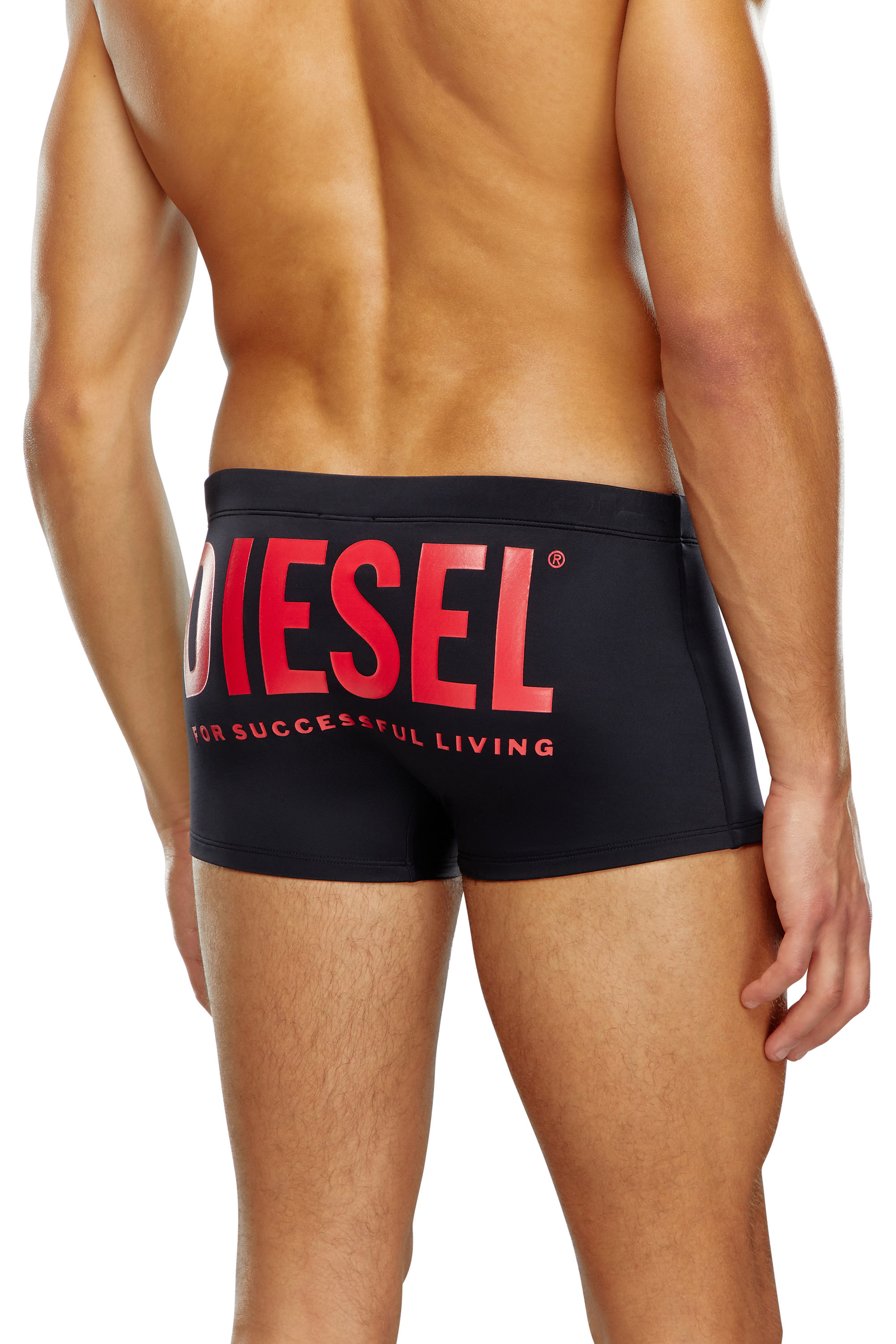 Diesel - BMBX-BRAD, Man Swim boxer briefs with back logo print in Black - Image 3