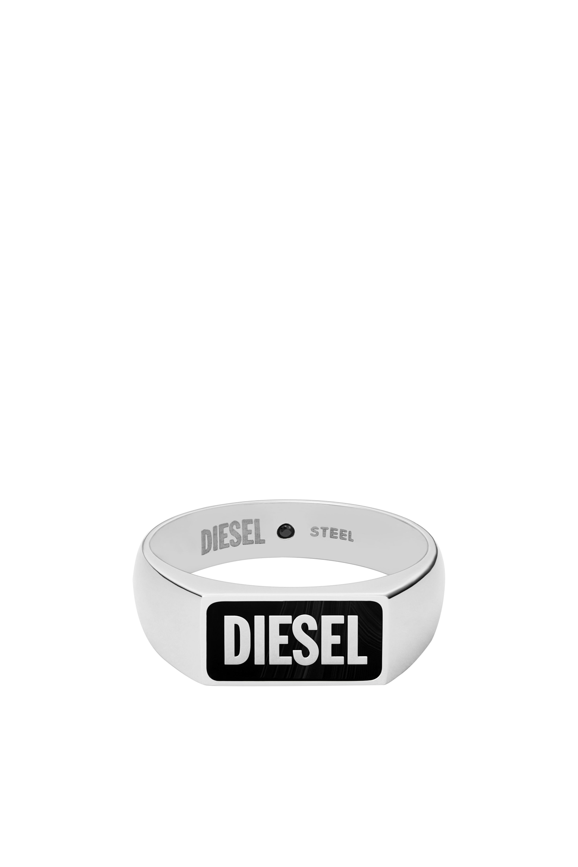 Diesel - DX1512, Herren Signet Ring mit schwarzem Achat in Silber - 2