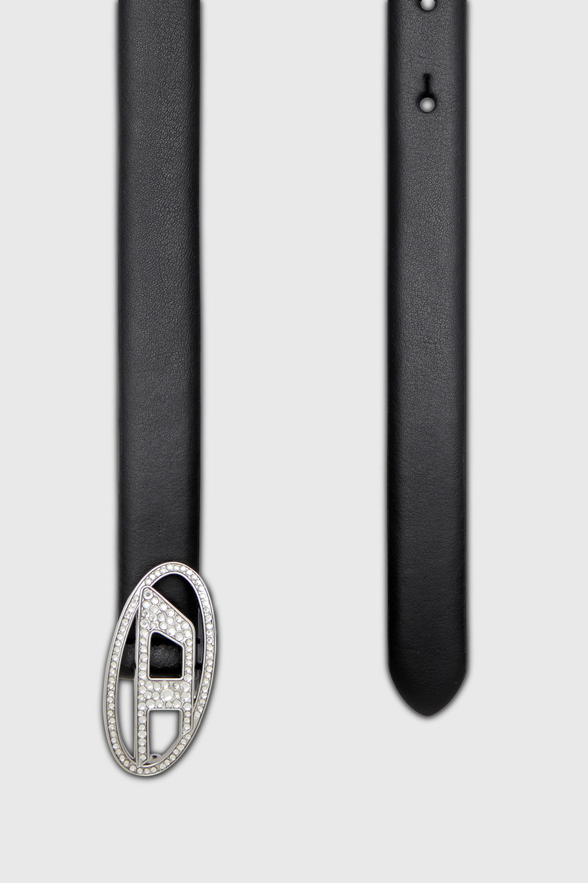 Diesel - B-1DR STRASS 20, Damen 1.9cm Schmaler G&uuml;rtel aus Leder mit Schnalle aus Kristall in Schwarz - 2