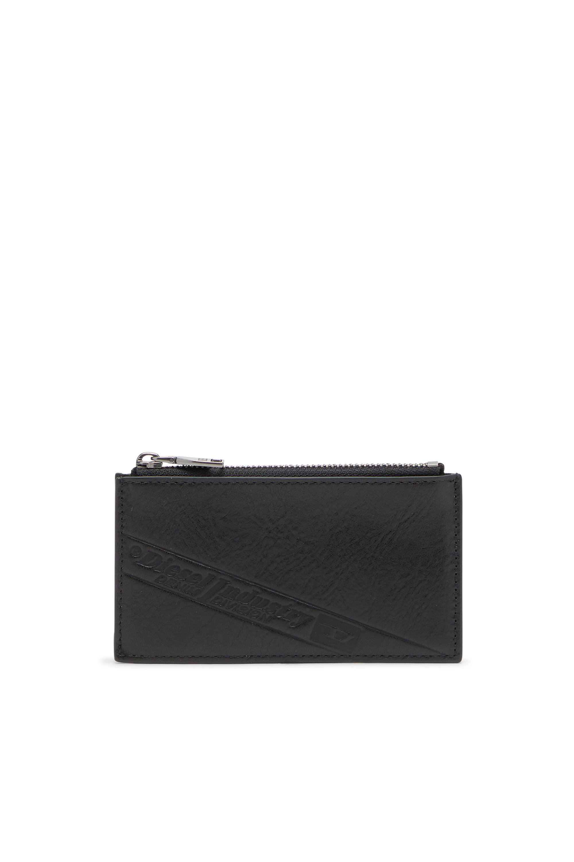 Diesel - FLAG-D CARD HOLDER III, Herren Leder-Kartenetui mit Reißverschluss in Schwarz - 1