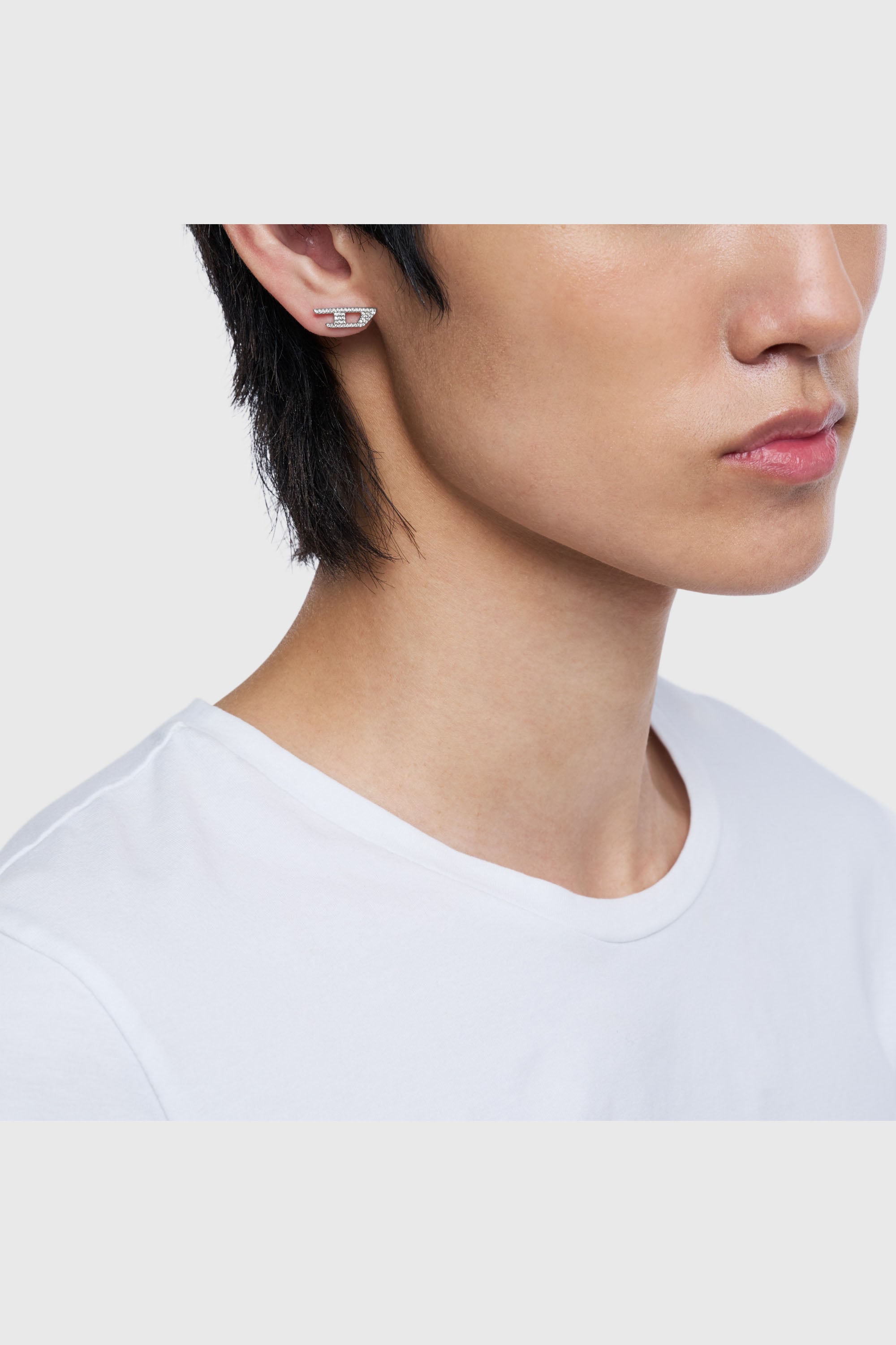 Diesel - DX1630040 JEWELLERY, Unisex Steckerohrring aus Edelstahl mit Glitzereffekt in Silber - 4