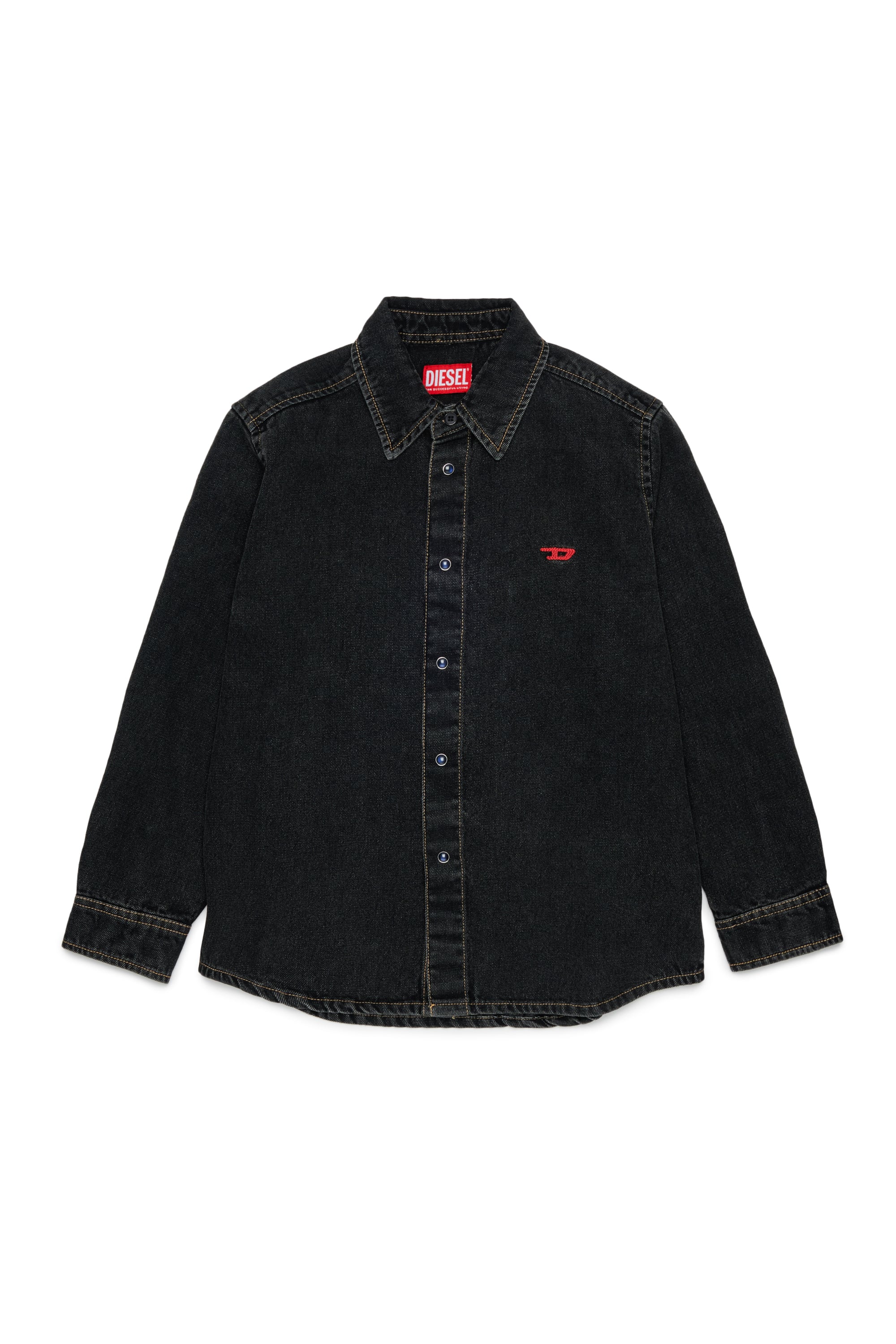 Diesel - CSIMPLY-OVER, Herren Denimhemd mit D-Logo-Stickerei in Schwarz/Dunkelgrau - 1