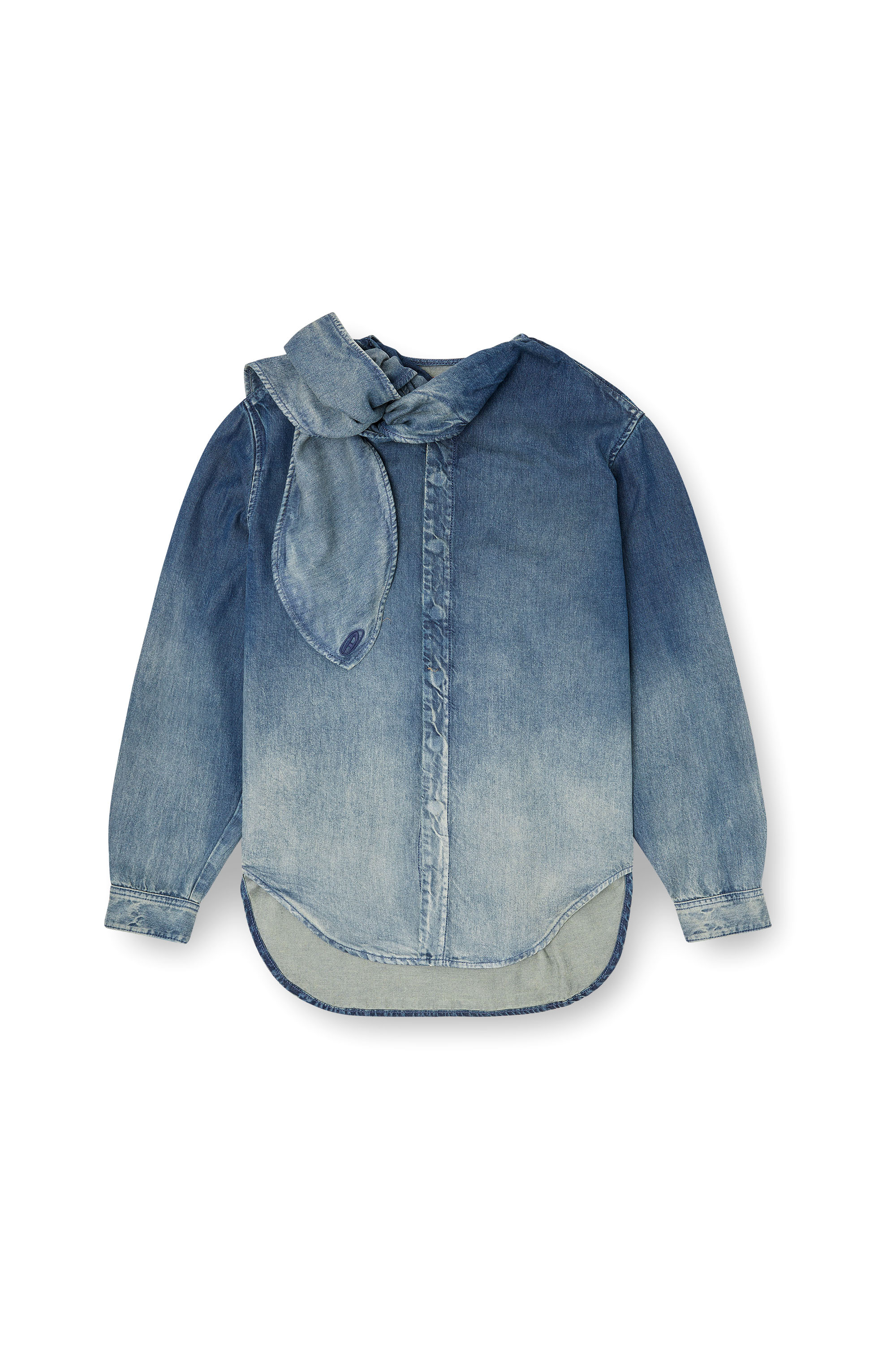 Diesel - DE-NANCY-S, Damen Bluse aus fließendem Denim mit vielgetragenem Laser-Effekt in Mittelblau - 3