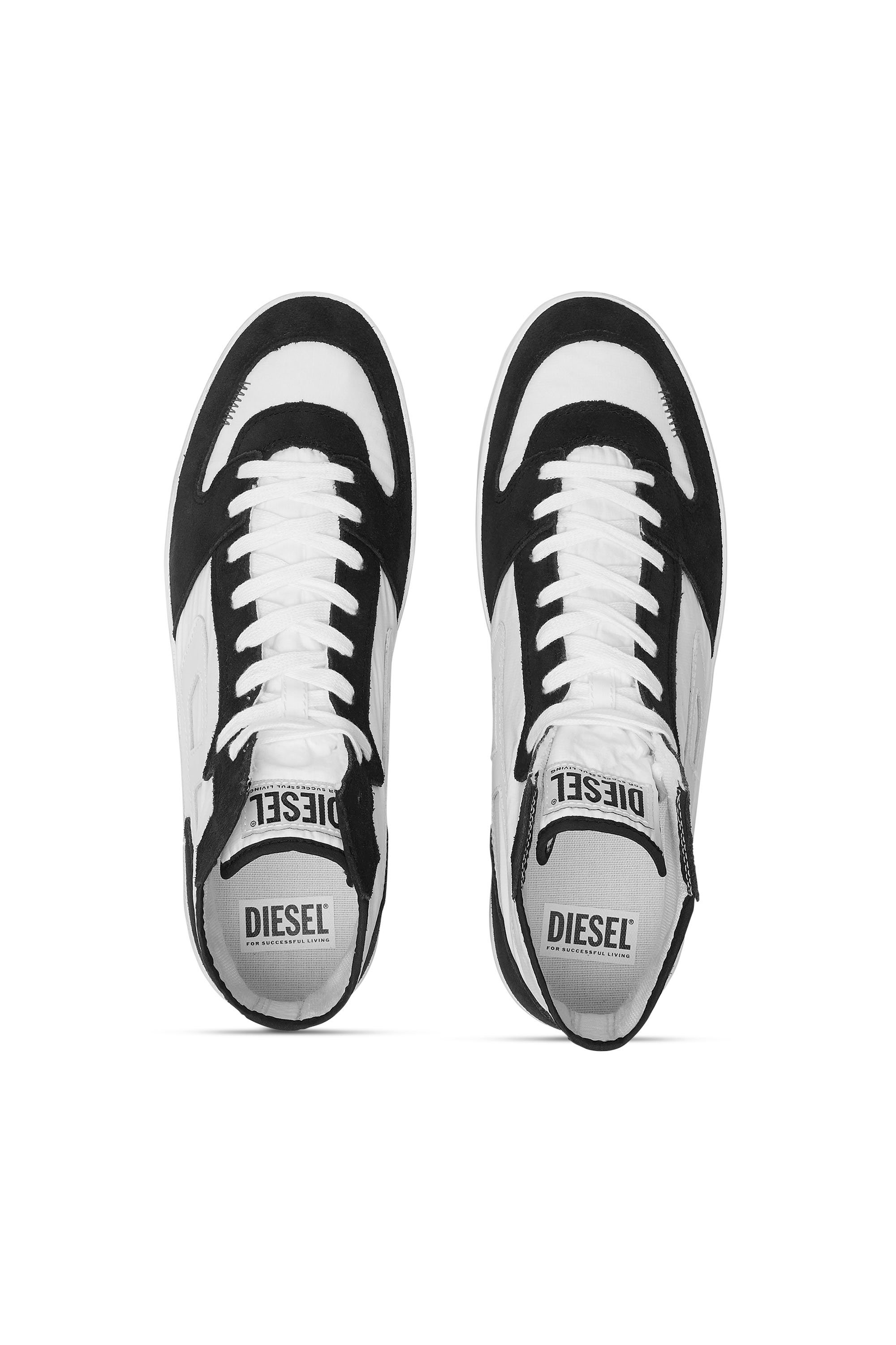 Diesel - S-LEROJI D-1 MID, Herren High-Top-Sneakers aus gepolstertem Ripstop und Veloursleder in Schwarz/Weiss - 5