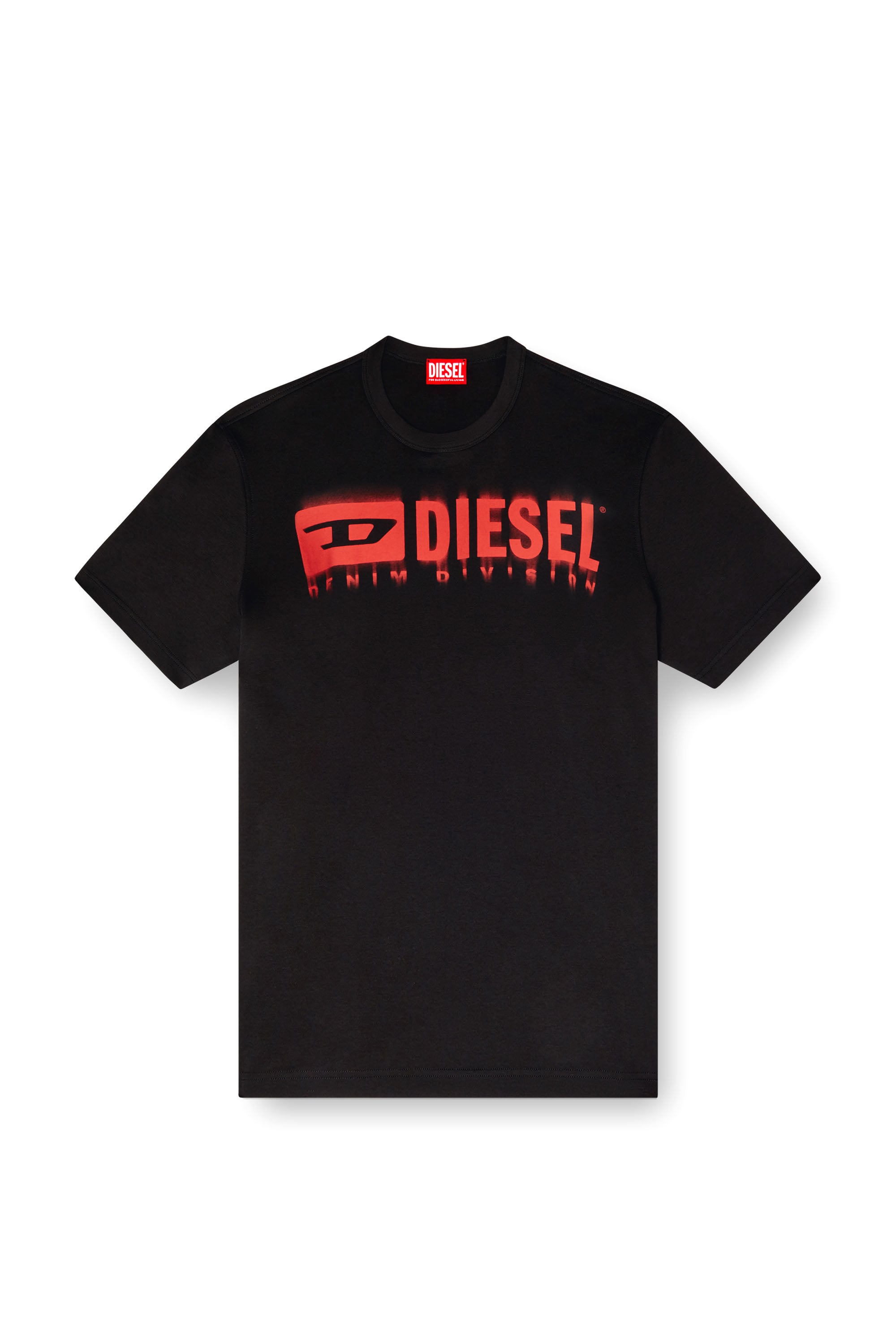 Diesel - T-ADJUST-Q7, Herren T-Shirt mit verschwommenem Diesel-Logo in Schwarz - 3