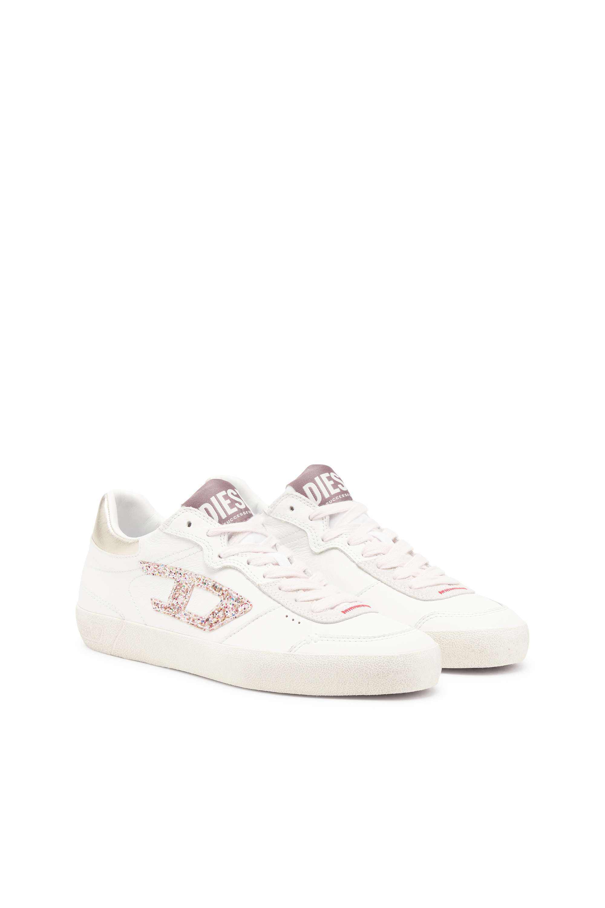 Diesel - S-LEROJI LOW W, Damen S-Leroji-Sneakers aus Leder mit Glitter-Logo in Weiss/Rosa - 2