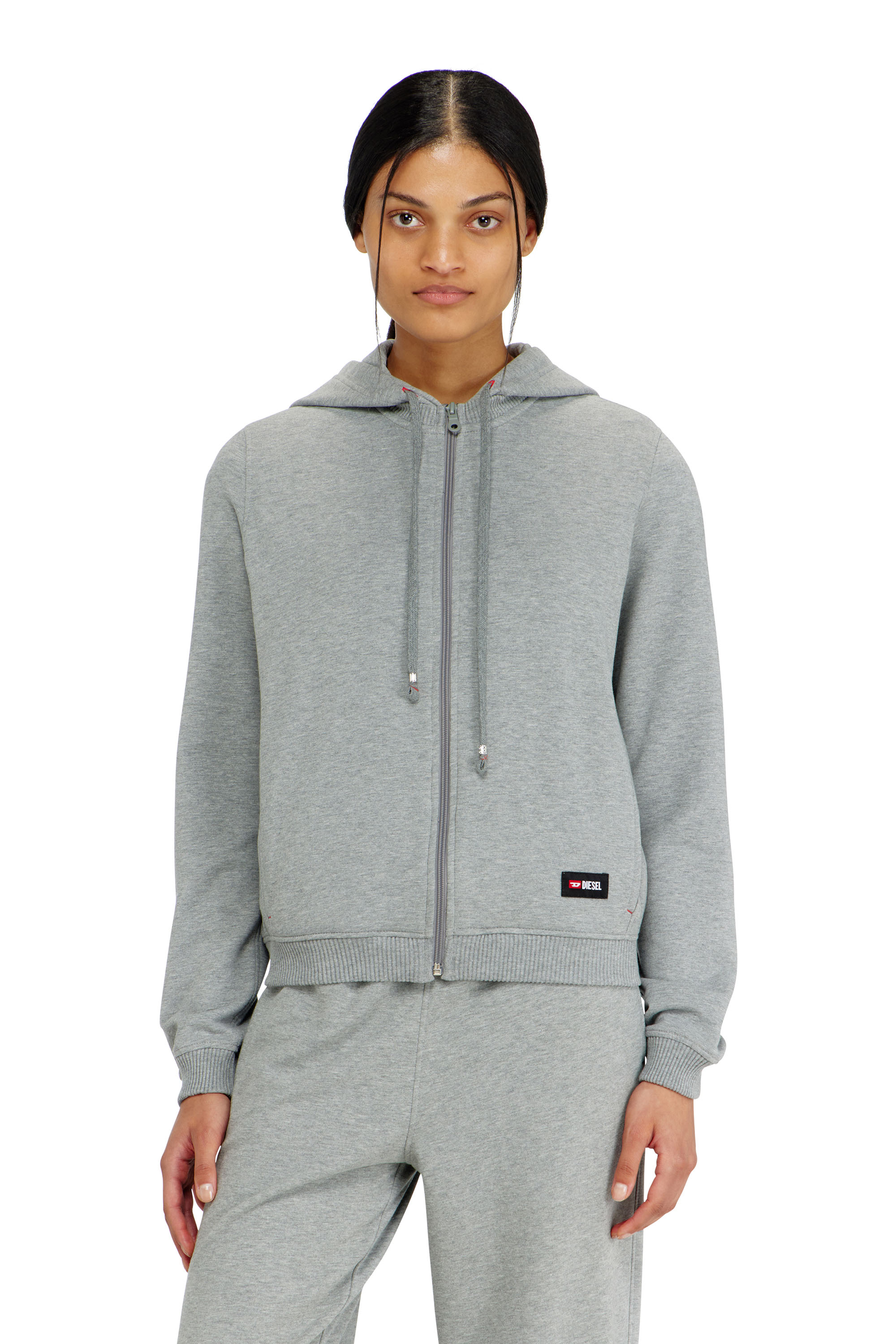 Diesel - HARRIET-D-CORE, Damen Kapuzenpullover aus aufgerauter Baumwollmischung in Grau - 1