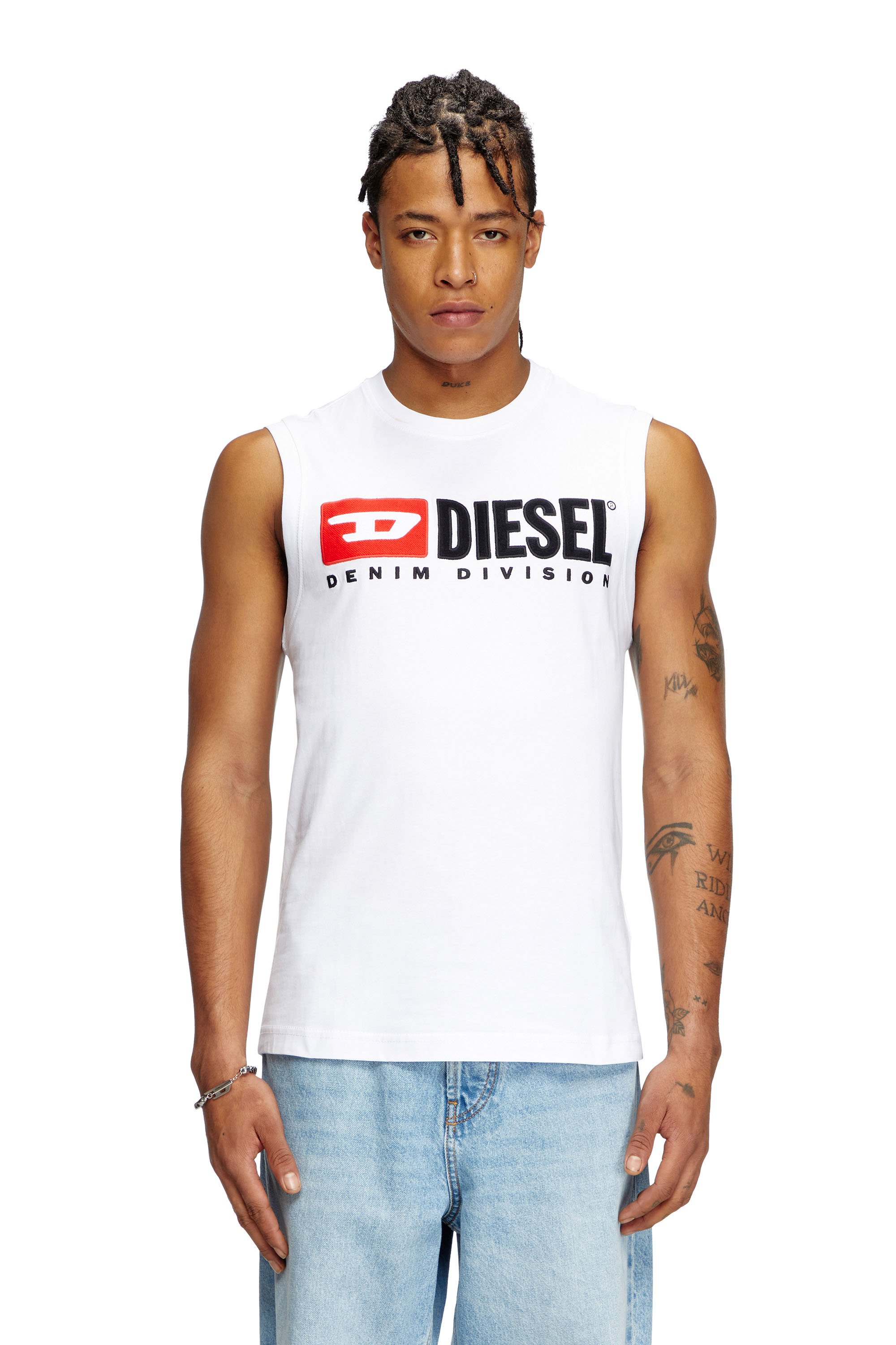 Diesel - T-ISCO-DIV, Herren Tanktop mit Logo-Print vorn in Weiß - 1