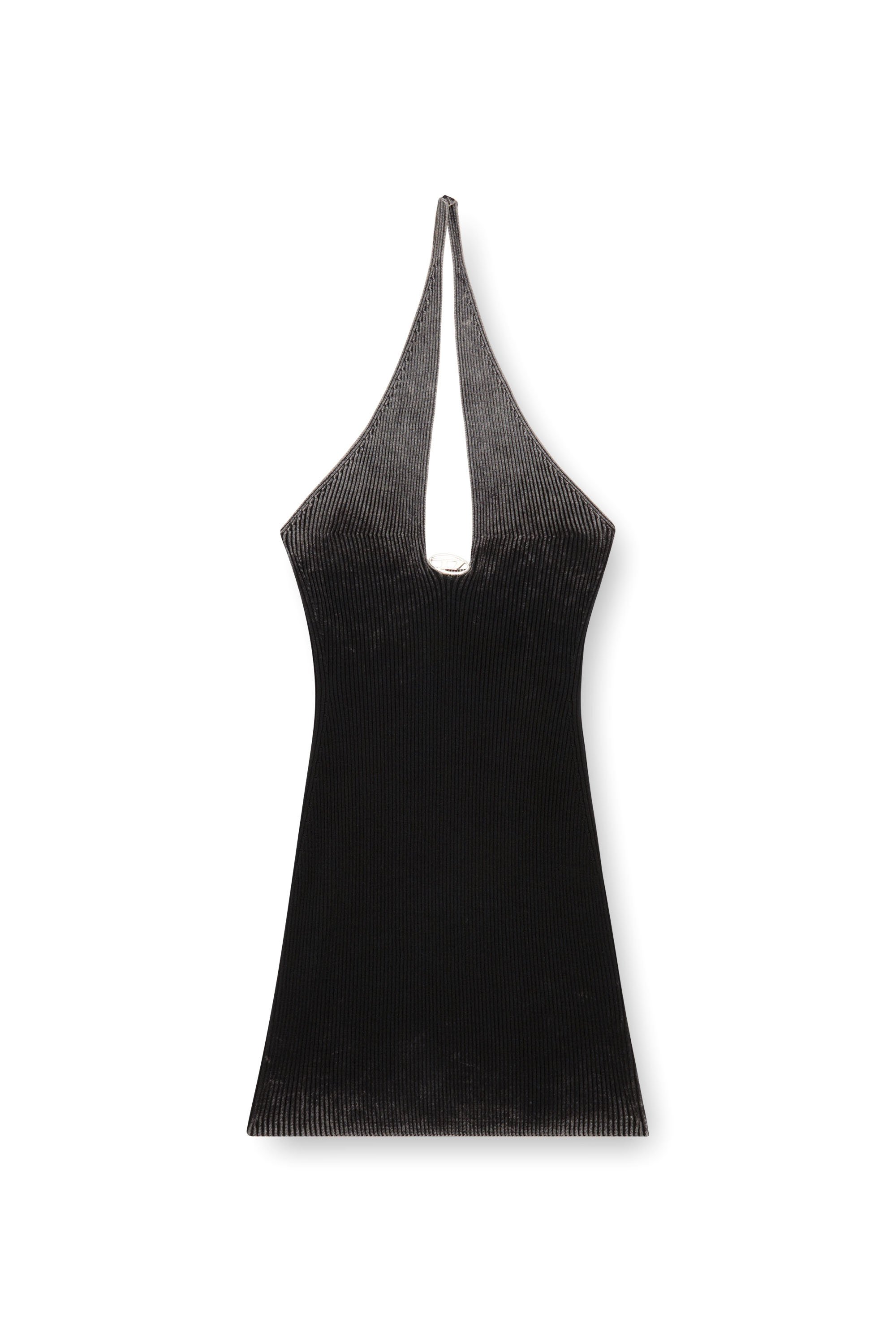 Diesel - M-LARISA, Damen Kurzes Neckholder-Kleid aus verblasstem Rippstrick in Schwarz - Image 4