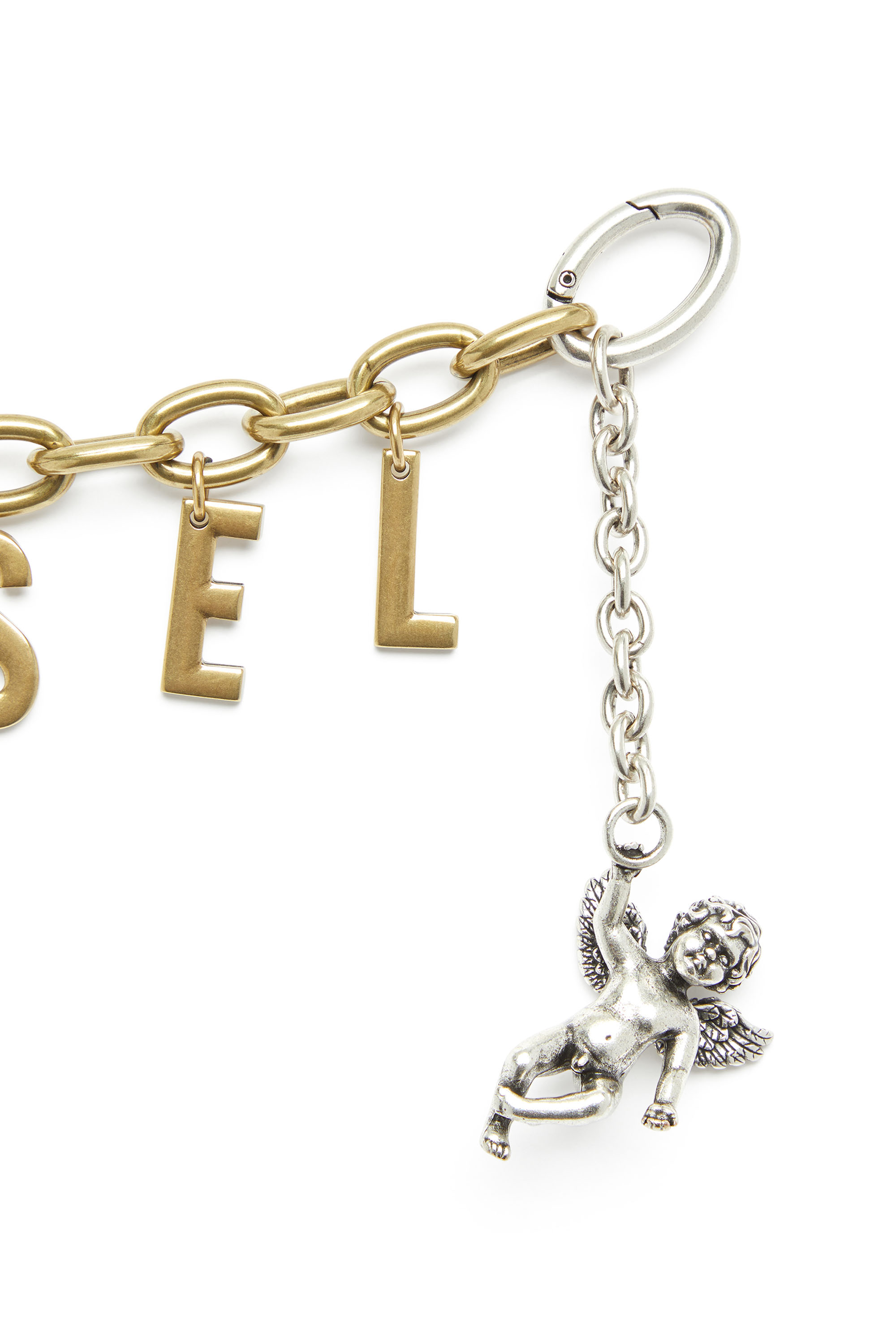 Diesel - CHAIN-D III S, Damen Metallbuchstaben-Anh&auml;nger mit Engelmotiv in Gold - 3