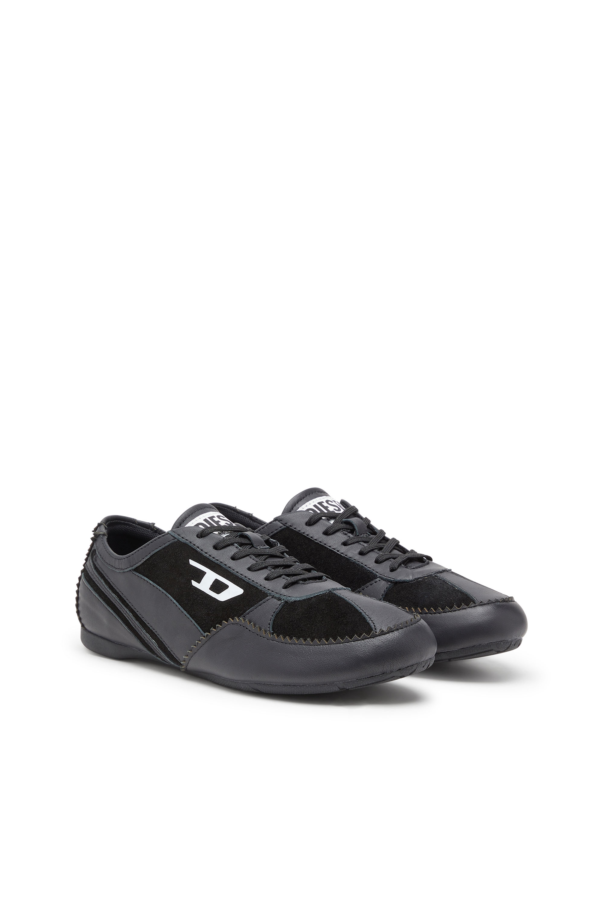 Diesel - D-MILE LOW W, Damen D-Mile-Flat-Sneaker aus Leder und Veloursleder in Schwarz - 2