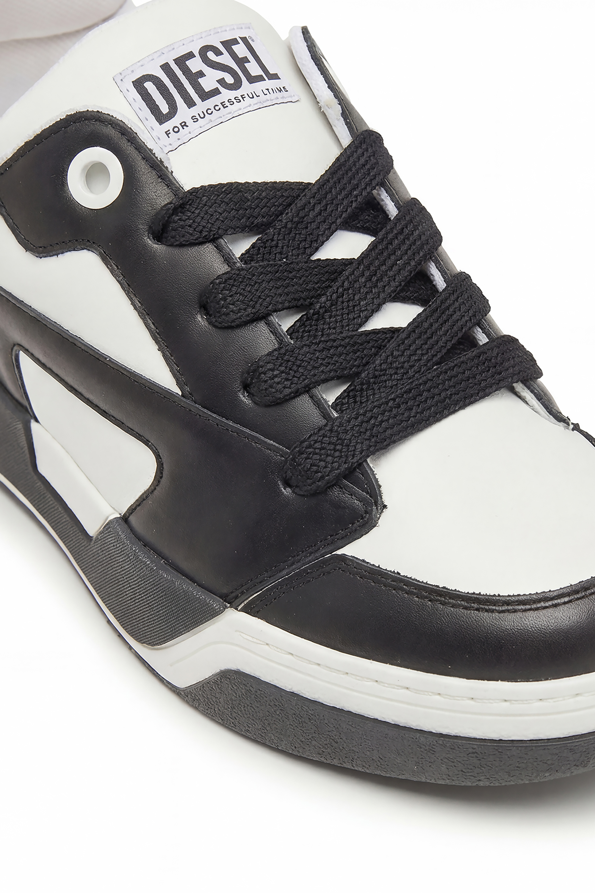 Diesel - S-D-OLLIE LOW, Herren D-Ollie-Sneakers aus Leder im Colour-Block-Design in Wei&szlig;/Schwarz - 6