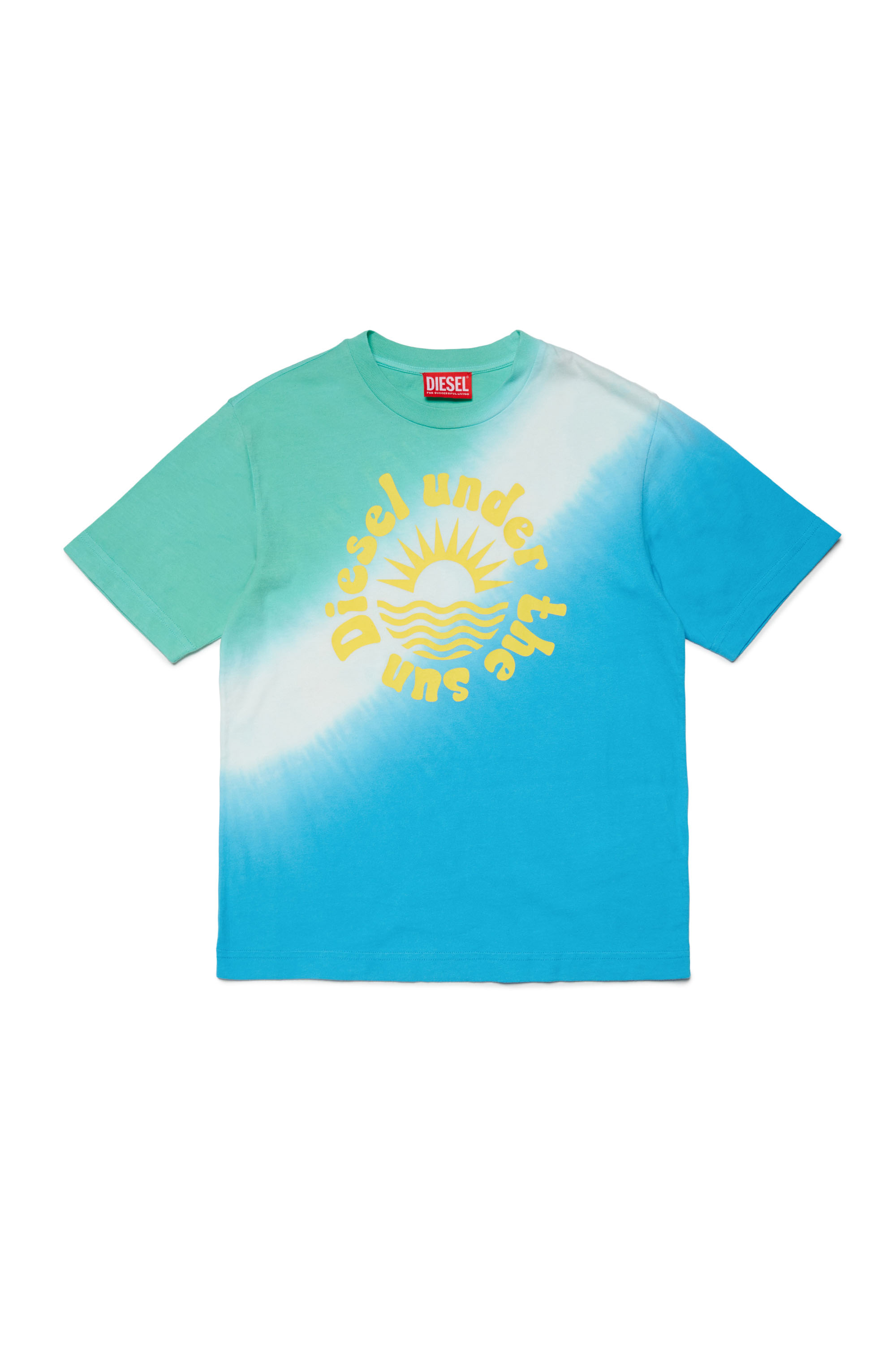 Diesel - MTSUN OVER, Man Tie-dye T-shirt with sun print in Blue - Image 1