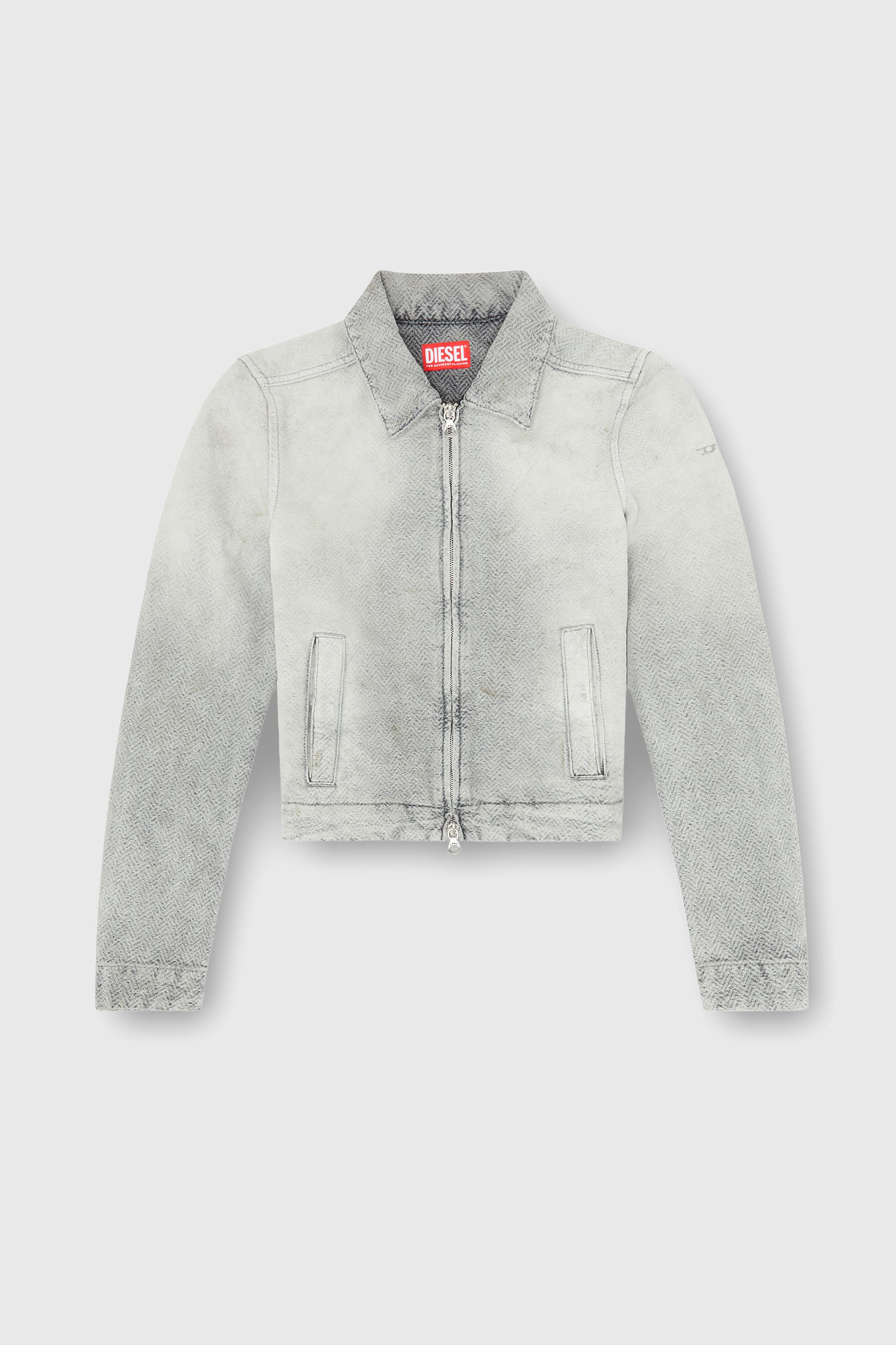 Diesel - DE-CORB, Woman's Jacket in distressed herringbone denim in Grey - 2