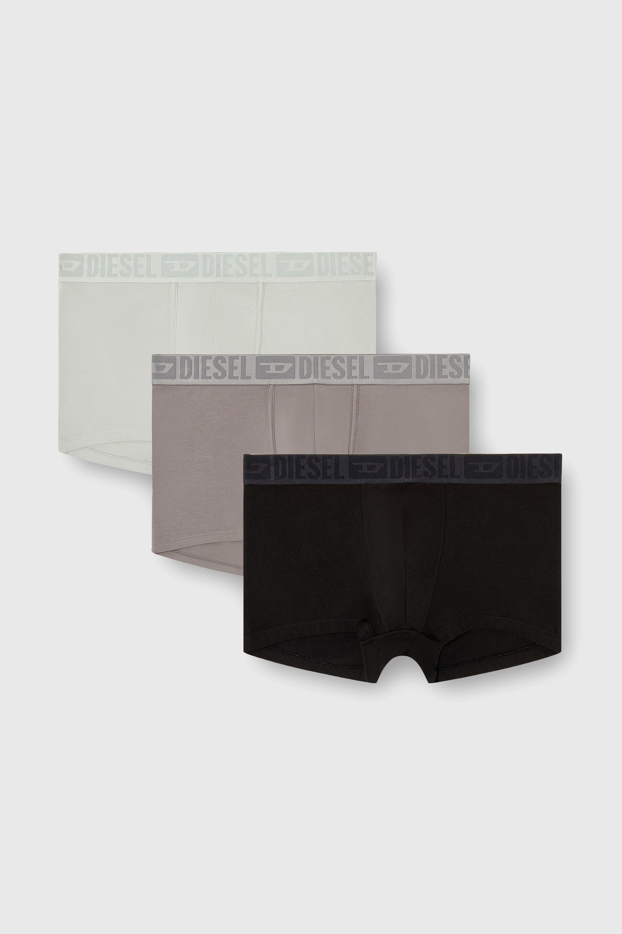 Diesel - MIKE-D-CORE-3PACK, Herren Boxershorts aus Baumwollstretch mit tonalem Bund im Dreierpack in Grau/Schwarz - 1