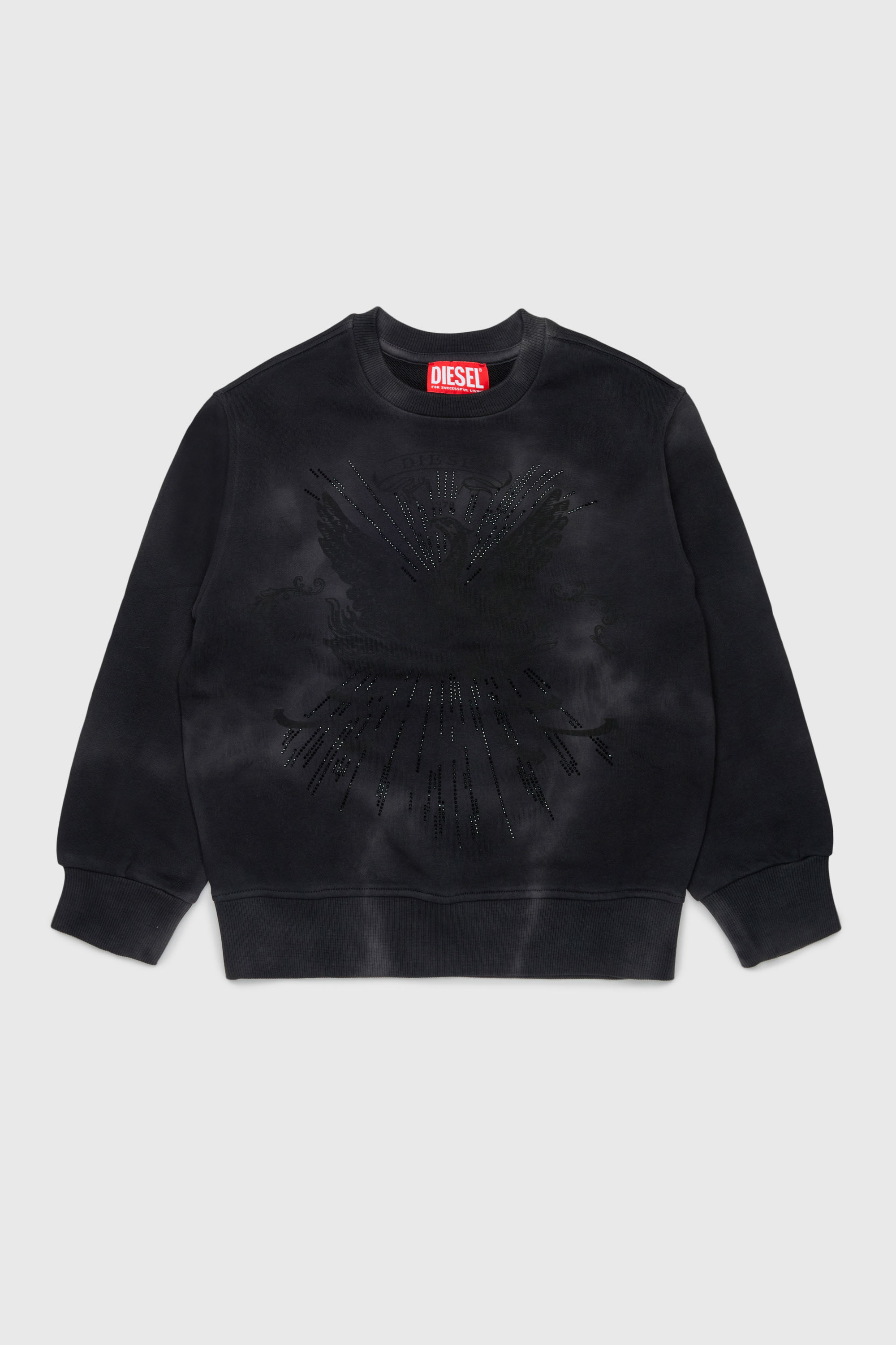 Diesel - SFIN OVER, Herren Sweatshirt mit cloudy-Effekt und Phoenix-Motiv in Schwarz - 1