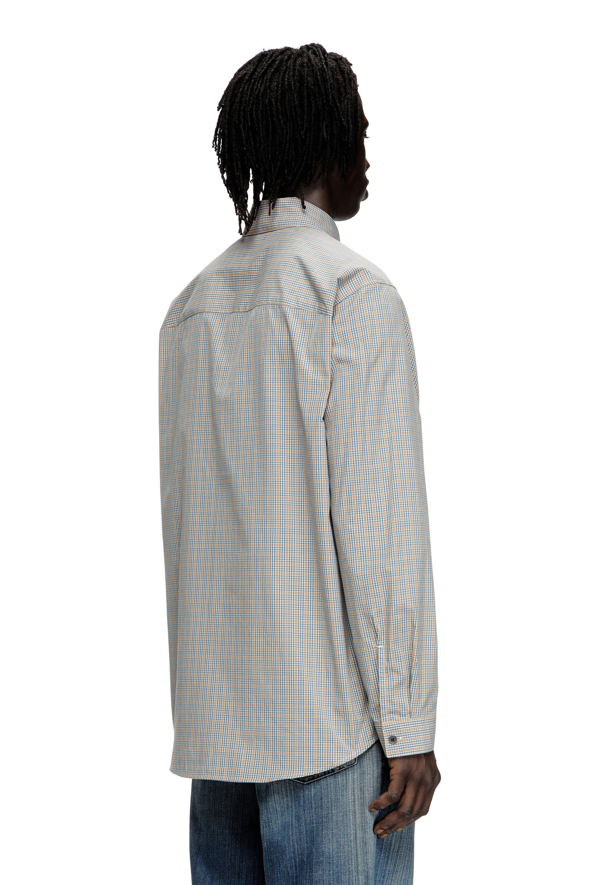 Diesel - S-SIMPLY-DLBV, Herren Karo-Shirt mit Oval D-Stickerei in Braun/Grau - 4