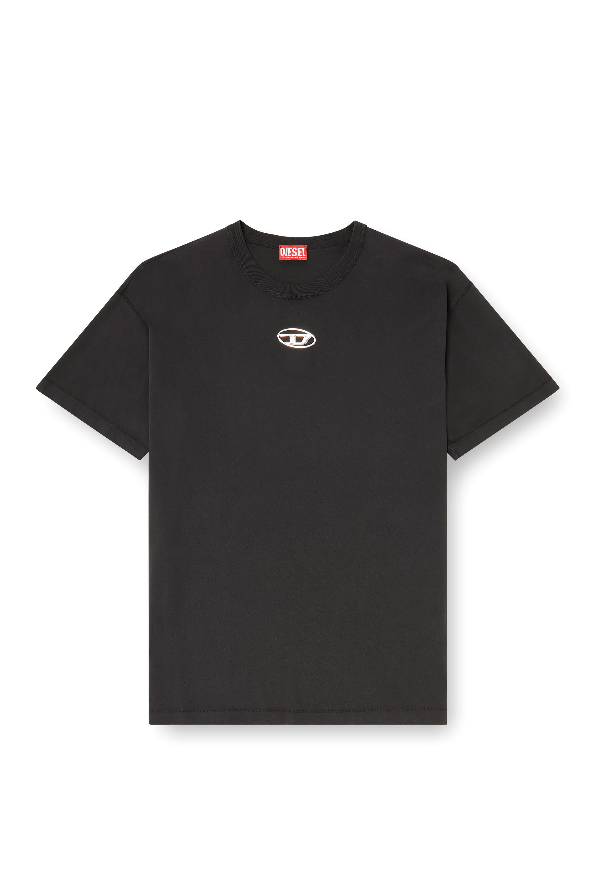 Diesel - T-NORM-IOD, Herren Leichtes Baumwoll-T-Shirt mit metallischem ovalem D-Logo in Schwarz - 2