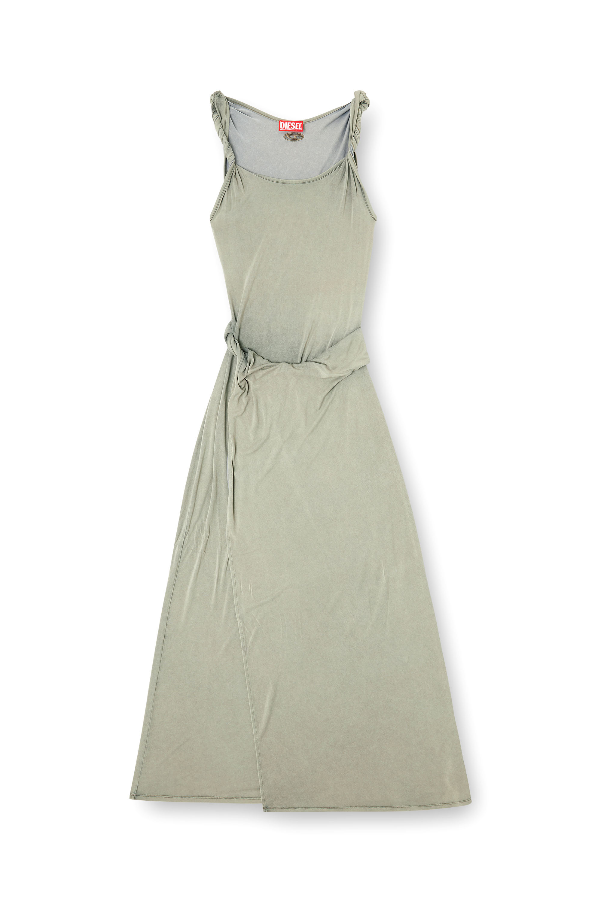 Diesel - D-ESTIGA-S1, Damen Jersey-Maxikleid mit gedrehten Details in null - 1