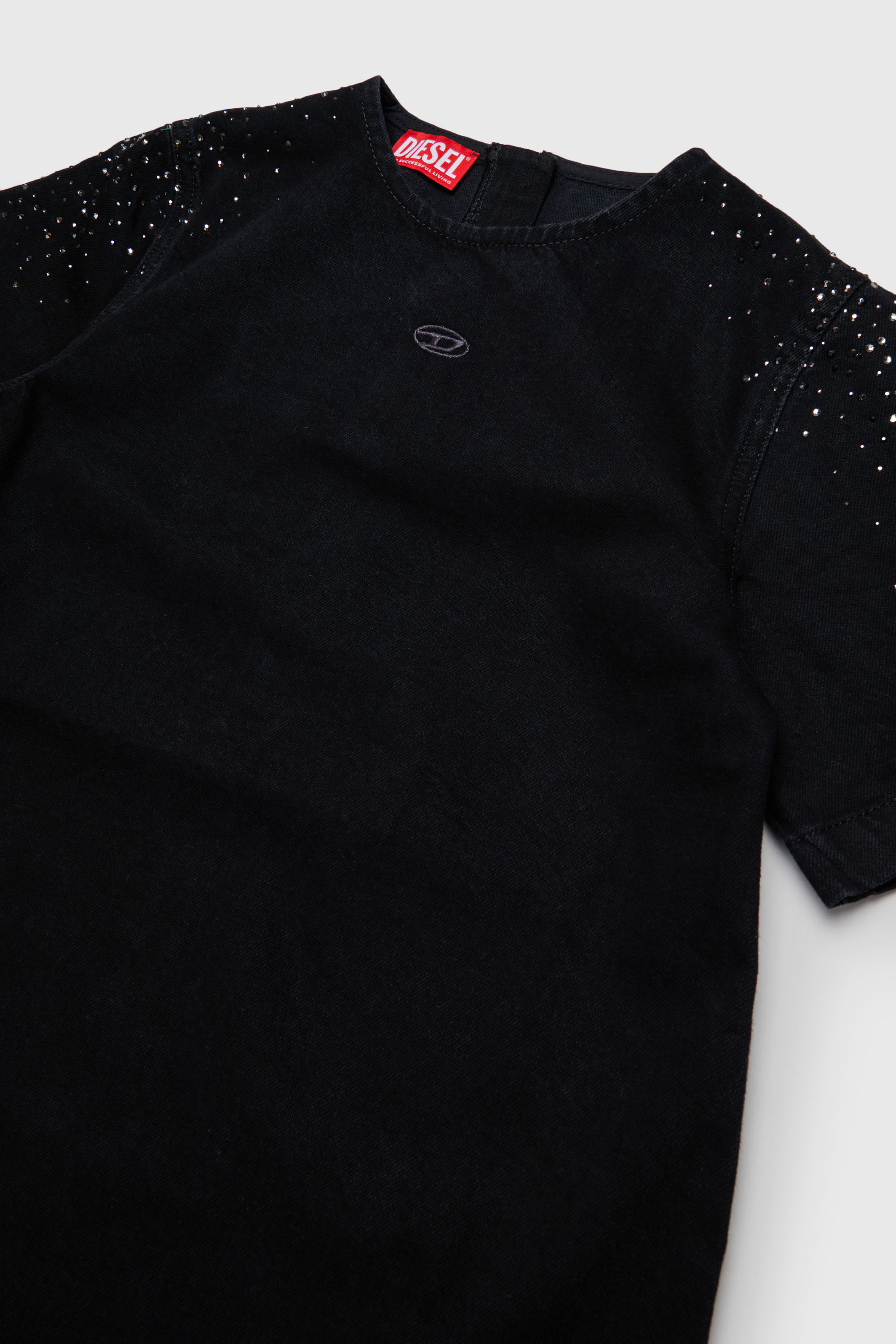 Diesel - DILBY, Damen Rhinestone-embellished T-shirt-Kleid in Schwarz/Dunkelgrau - 3