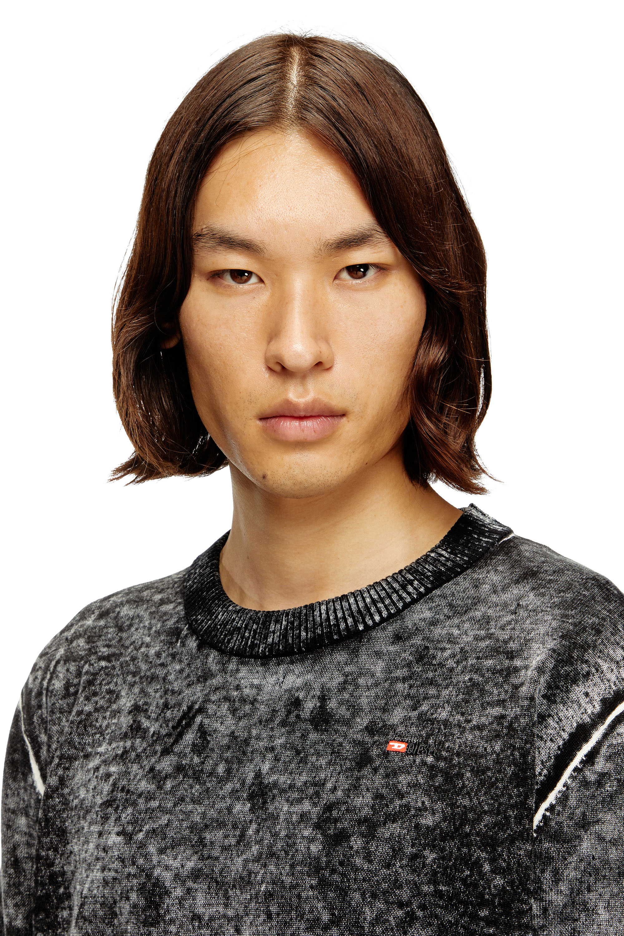 Diesel - K-LAURENT, Herren Pullover mit verblasstem Rückendruck in Grau - 5