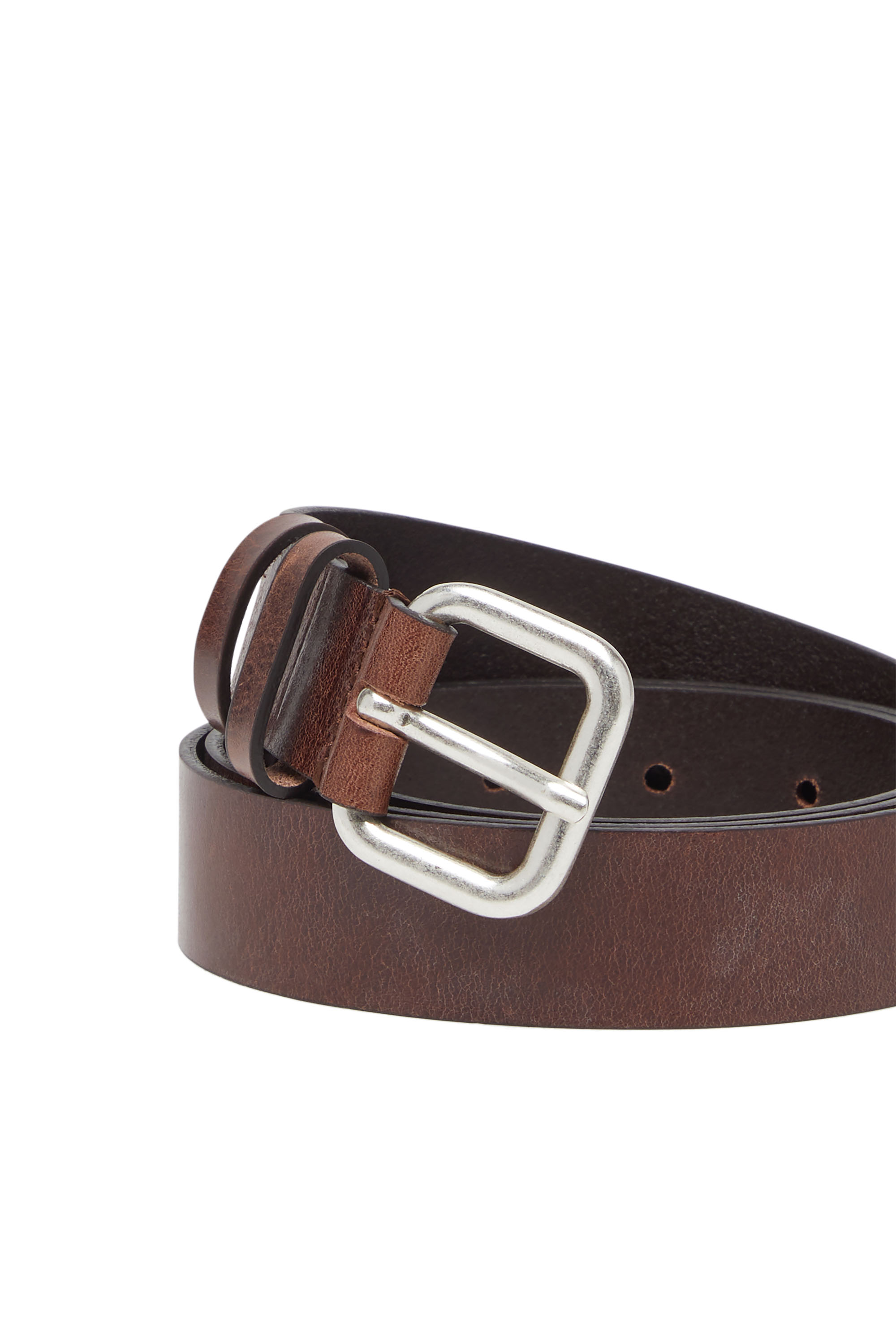 Diesel - B-INLAY, Unisex 2.9cm Gürtel aus Leder mit oval D-Logo in Braun - 3