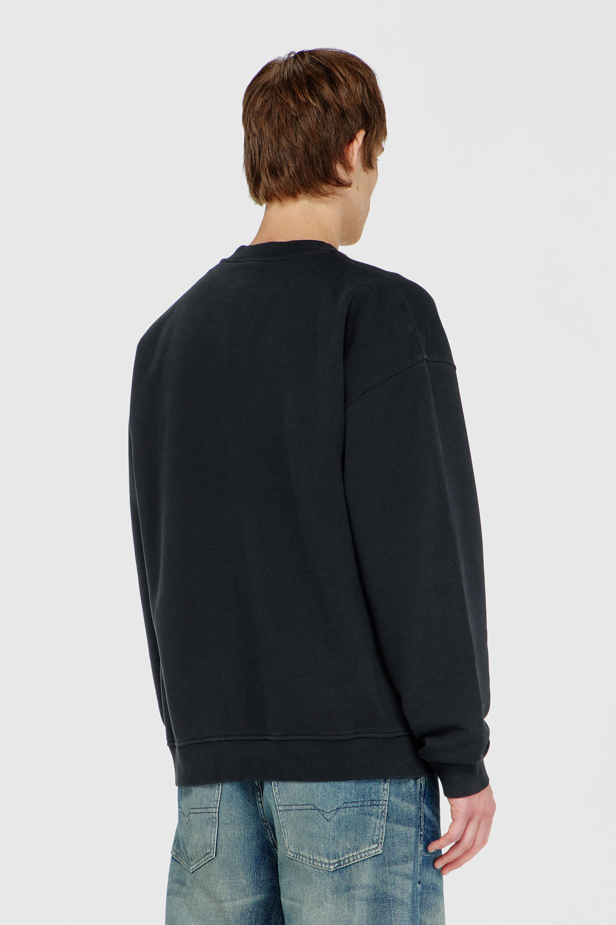 Diesel - S-BOXT-N5, Herren Baumwoll-Sweatshirt mit geflocktem Oval D in Schwarz - 4