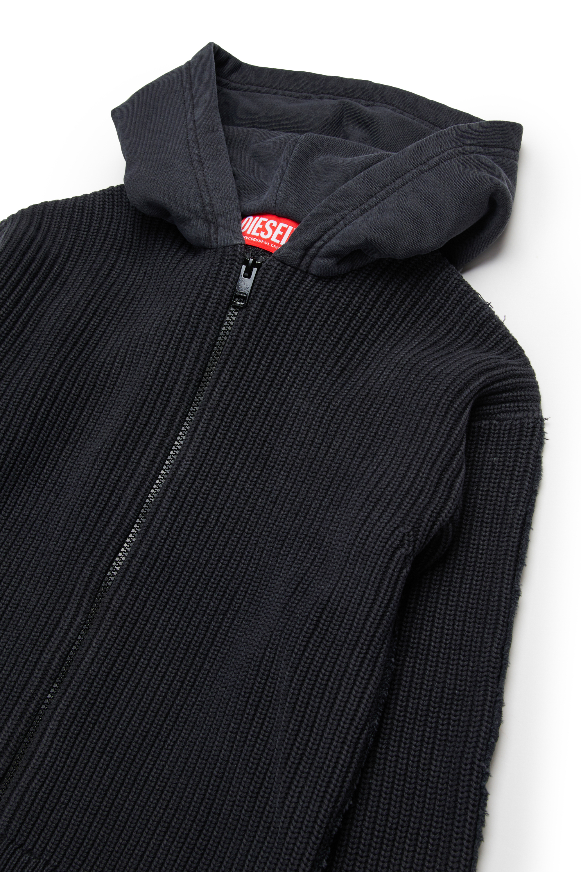 Diesel - KOBERTO OVER, Herren Baumwoll-Hoodie mit Reißverschluss in Schwarz - 3