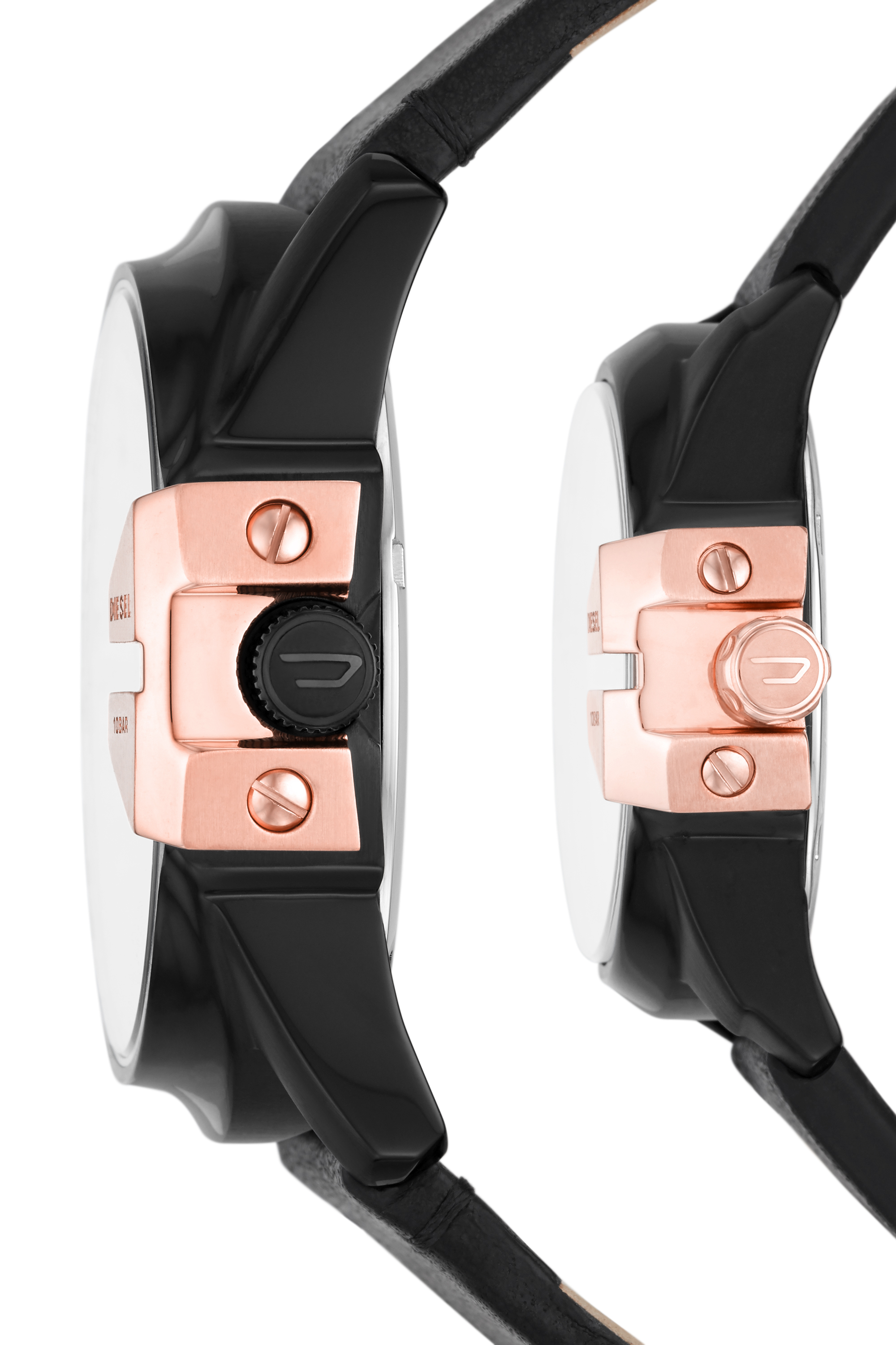 Diesel - DZ1977, Damen Set Master Chief Armbanduhr mit Lederarmband in Schwarz/Rosa - 3