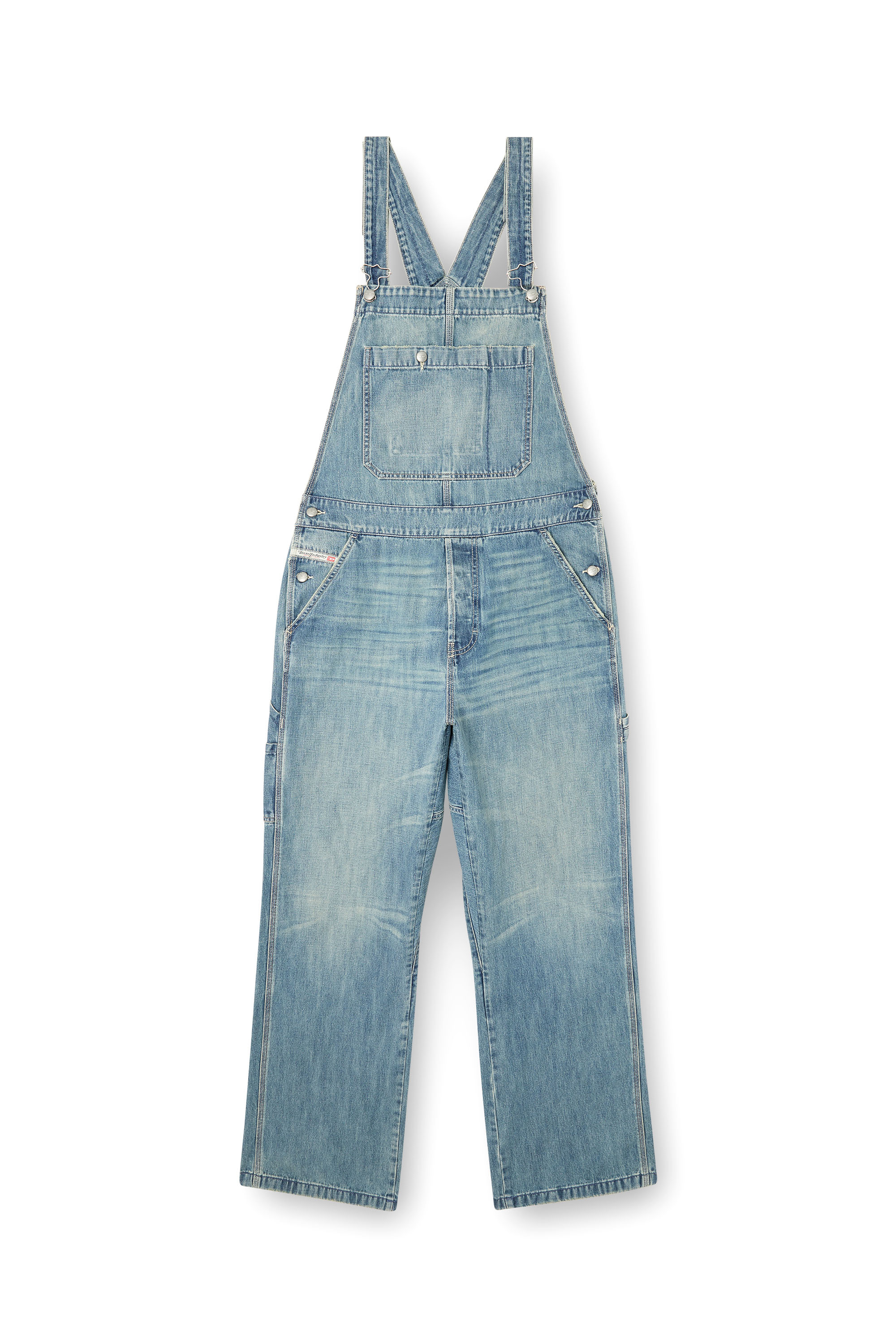 Diesel - D-FRAMU-U, Unisex Utility-Latzhose aus Denim in Hellblau - 2