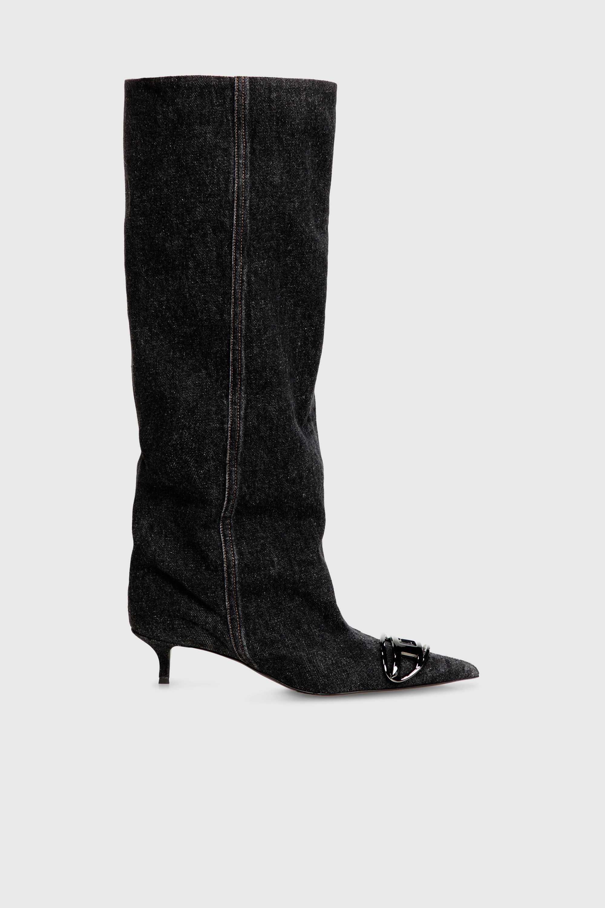Diesel - D-VENUS KB SLOUCHY, Damen D-Venus - Stiefel mit weitem Schaft aus Denim, knielang in Schwarz - 1