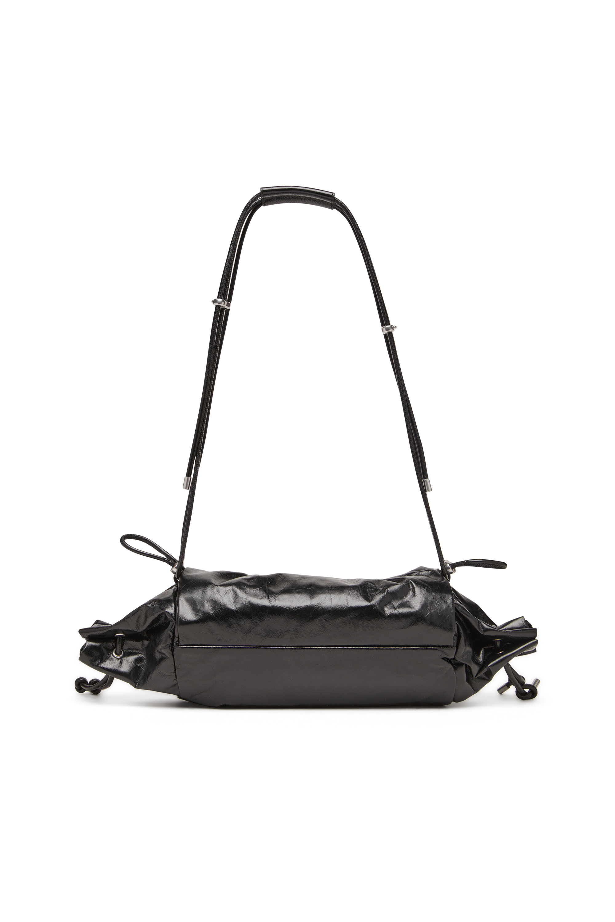 Diesel - SCRUNCH-D SHOULDER M, Damen Scrunch-D M-Schultertasche aus glänzendem Leder in Schwarz - 2