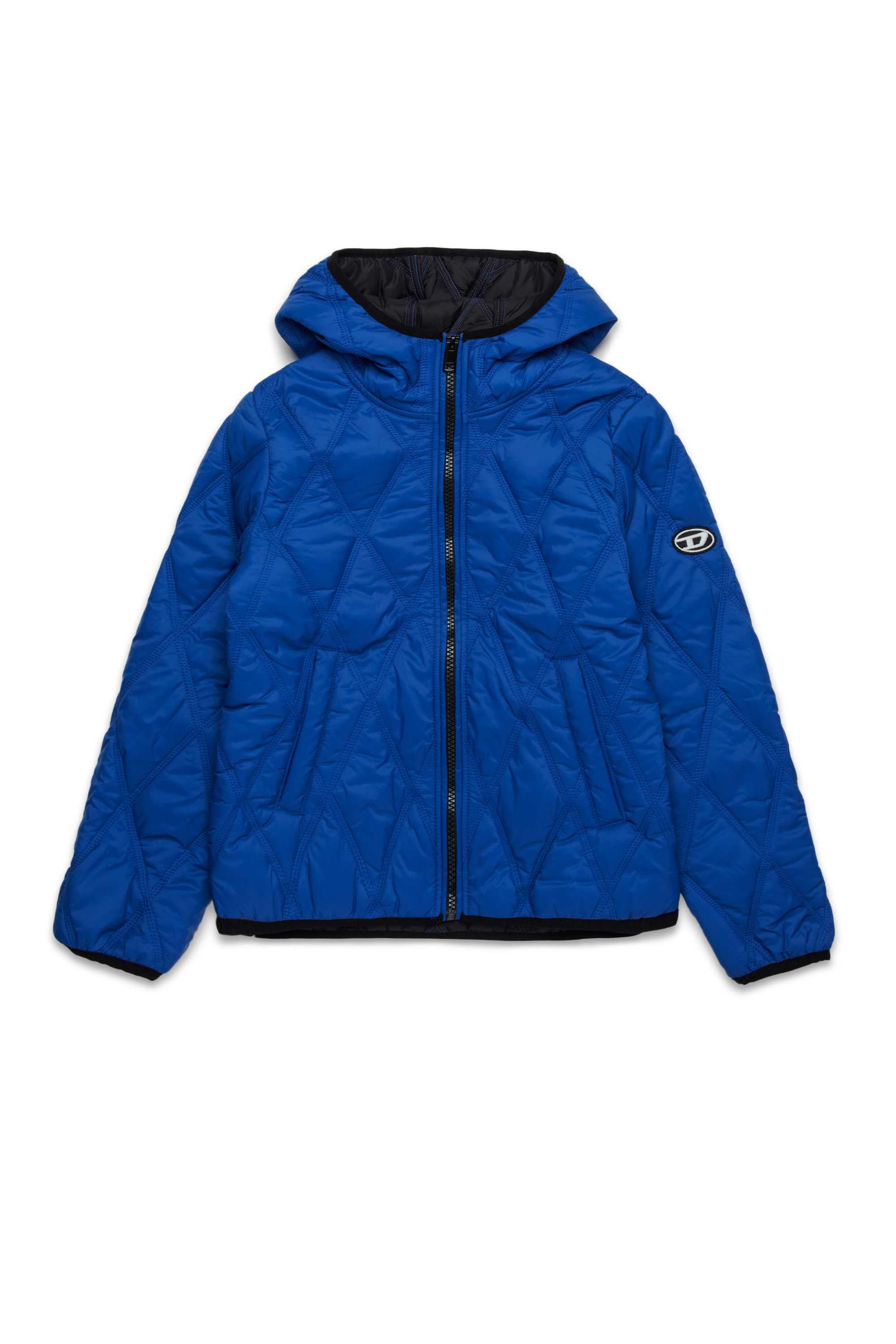 Diesel - JFOKKER, Unisex Steppjacke mit Kapuze aus Nylon in Blau - 1