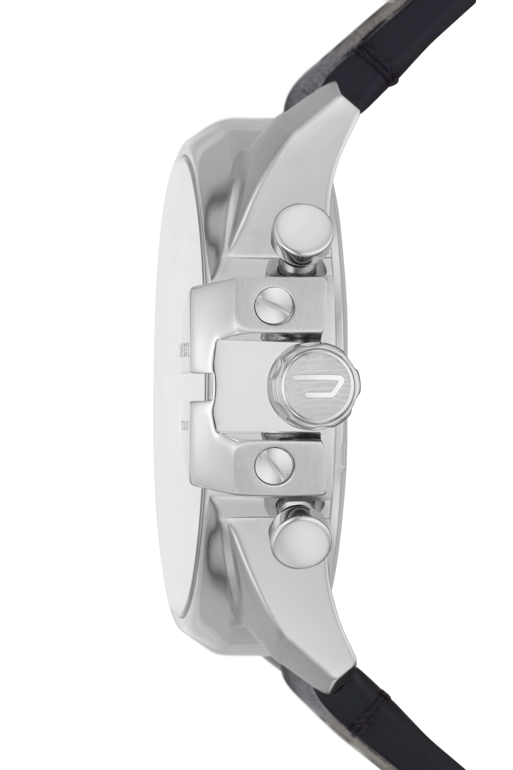 Diesel - DZ4592, Herren Baby Chief Armbanduhr mit Denim-Leder-Armband in Schwarz/Grau - 3