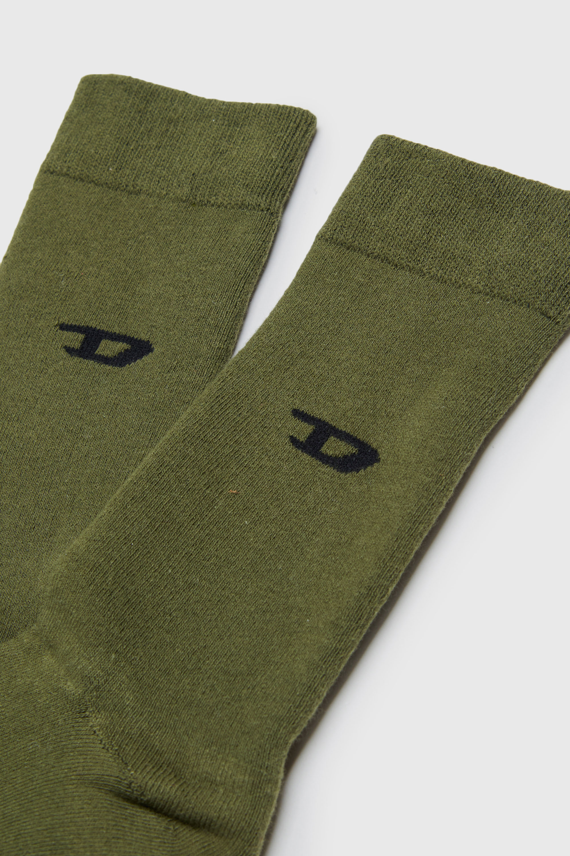 Diesel - ZSENDYBIPACK, Herren Zweierpack Baumwollsocken mit Logodetails in Weiss/Gr&uuml;n - 2