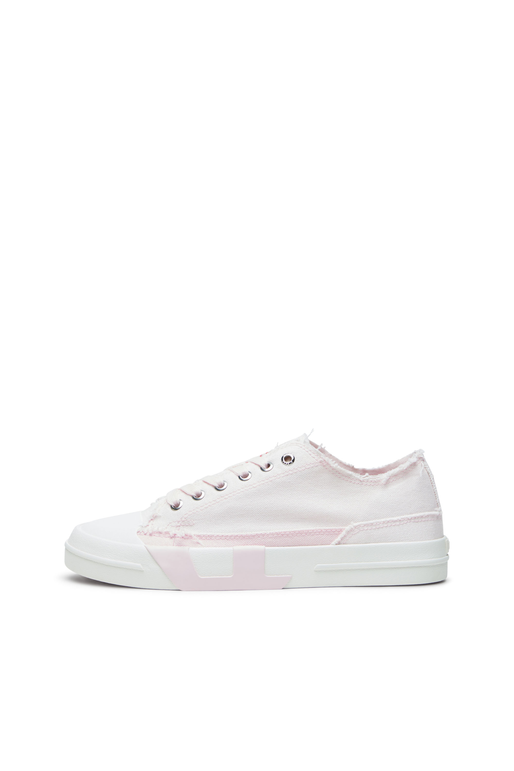 Diesel - S-D-VERSE LOW W, Damen S-D-Verse-Sneakers aus ausgefranstem Canvas in Rosa/Weiss - 7