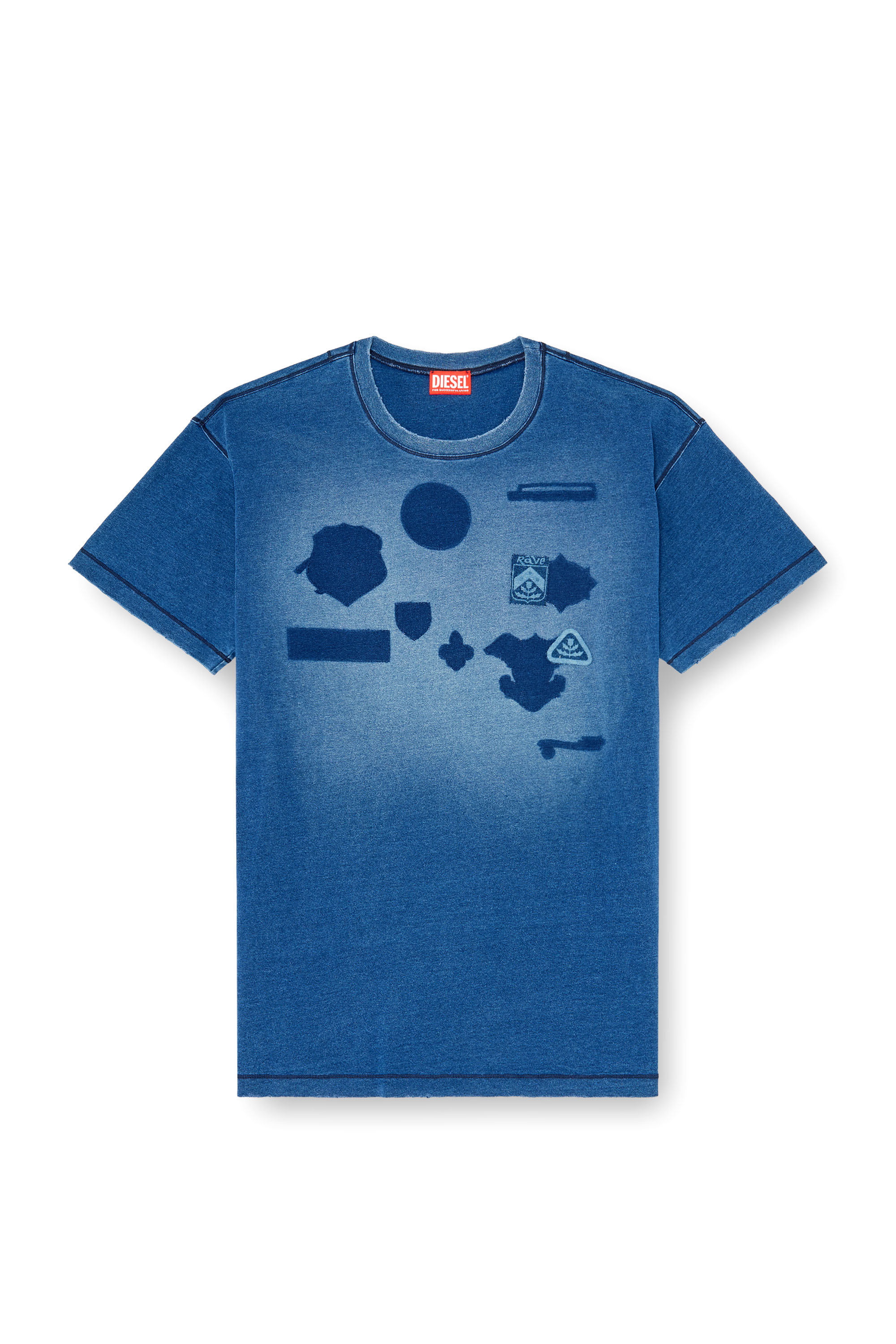 Diesel - T-NOX, Herren T-shirt mit patches mit schatteneffekt in null - 2