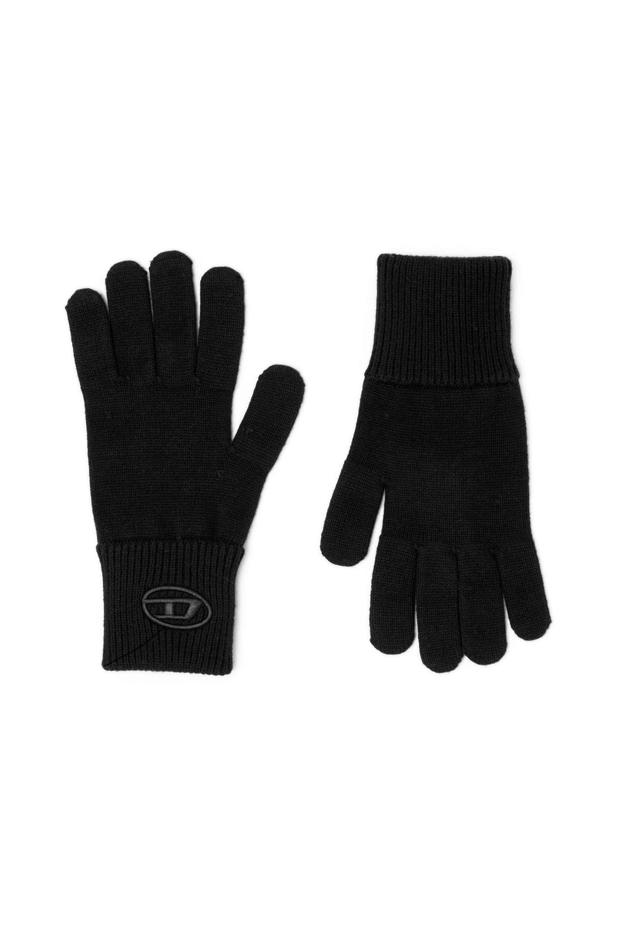 Diesel - K-CODY-A, Unisex Wollmischung Handschuhe mit eingesticktem Logo in Schwarz - 1