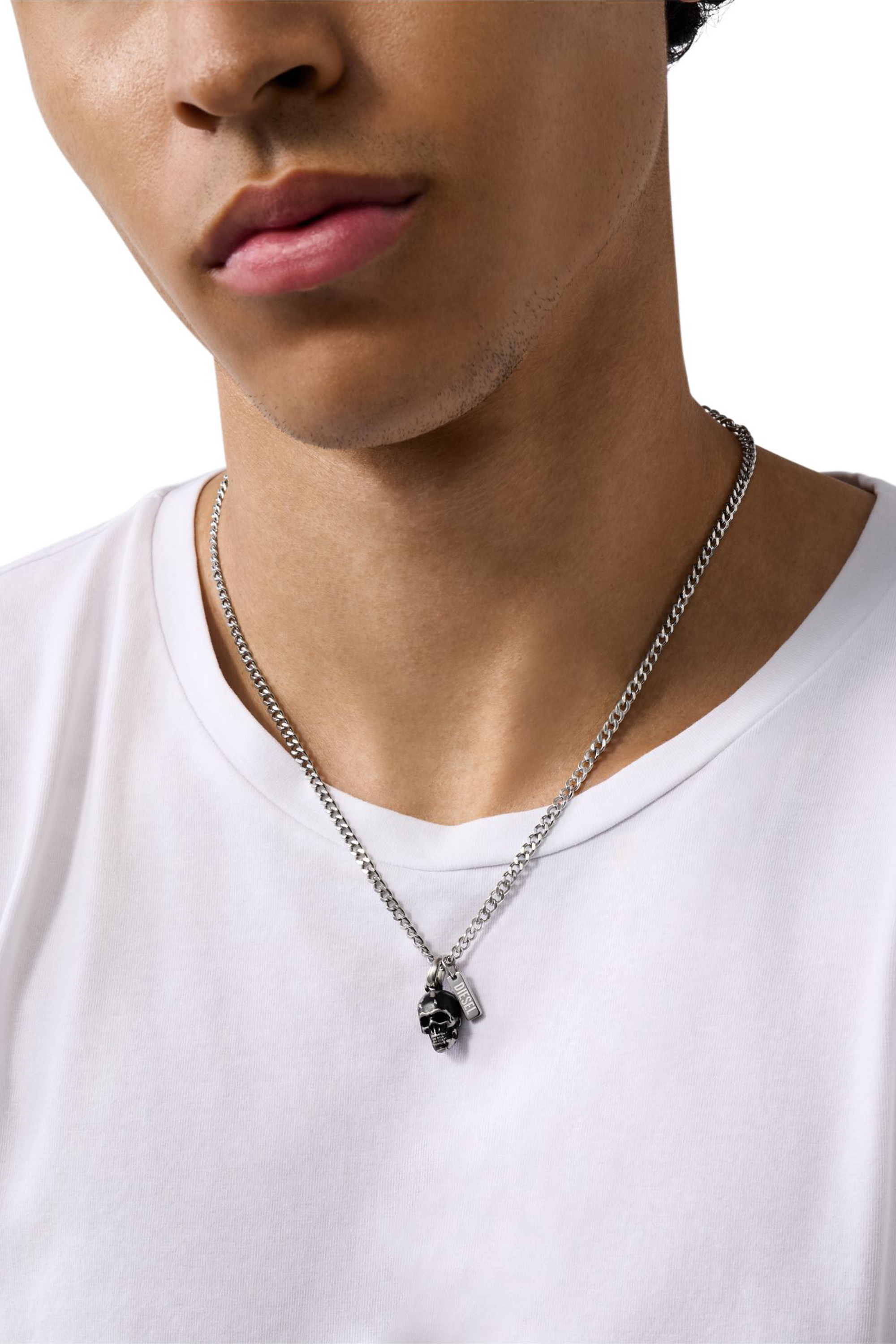 Diesel - DX1581040 JEWEL, Unisex Halskette mit Anhänger von aus farbenem Edelstahl in Silber/Schwarz - 3
