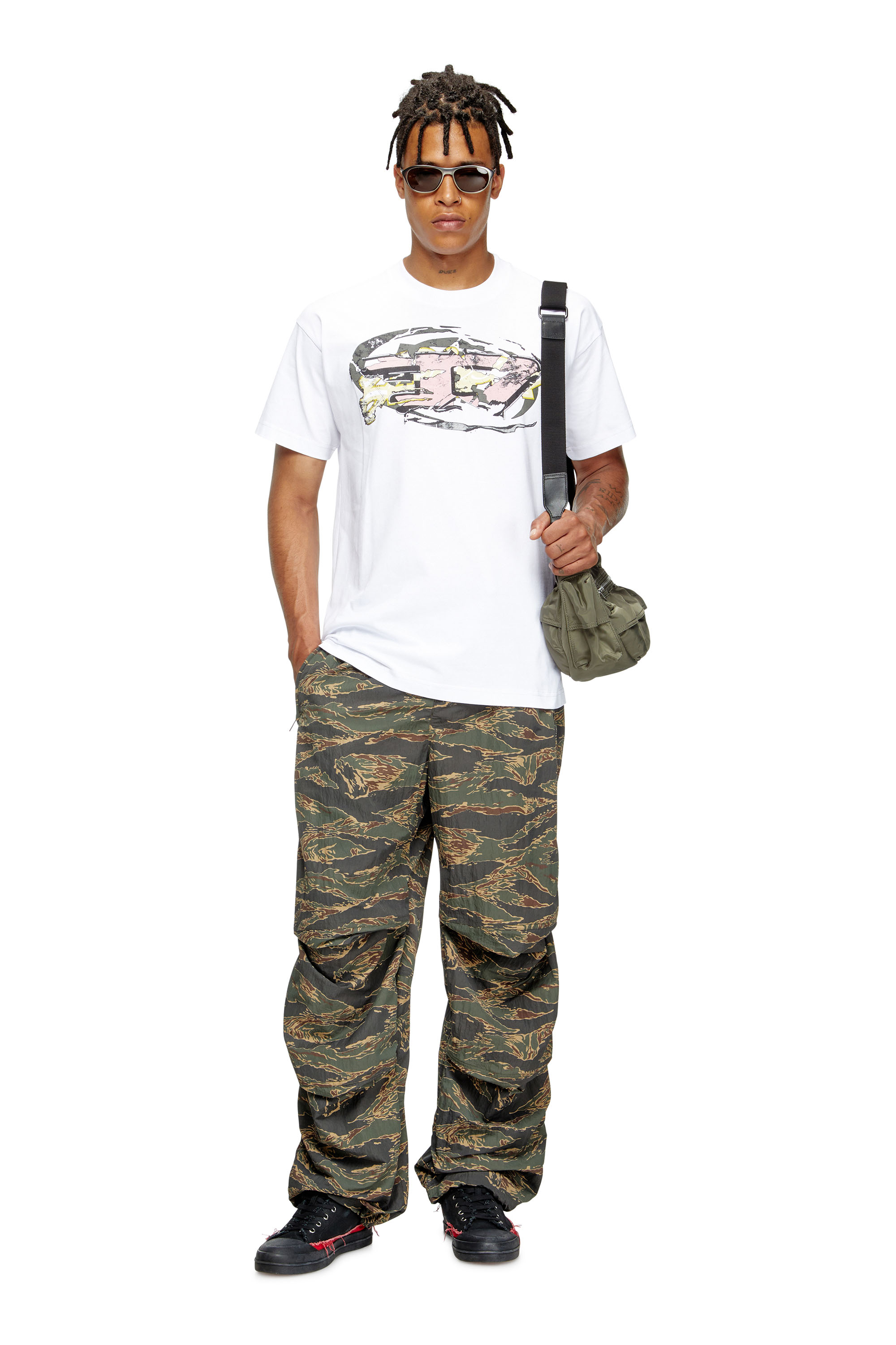Diesel - T-NORM-T11, Man's T-shirt with Oval D logo in White - 2