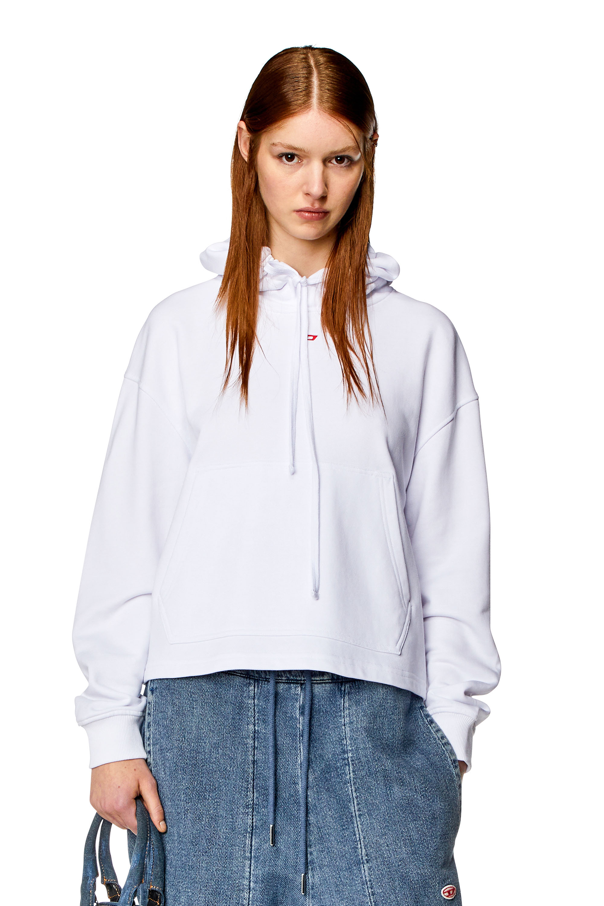 Diesel - F-JARAL-HOOD-D, Woman Oversized hoodie with D patch in White - Image 1