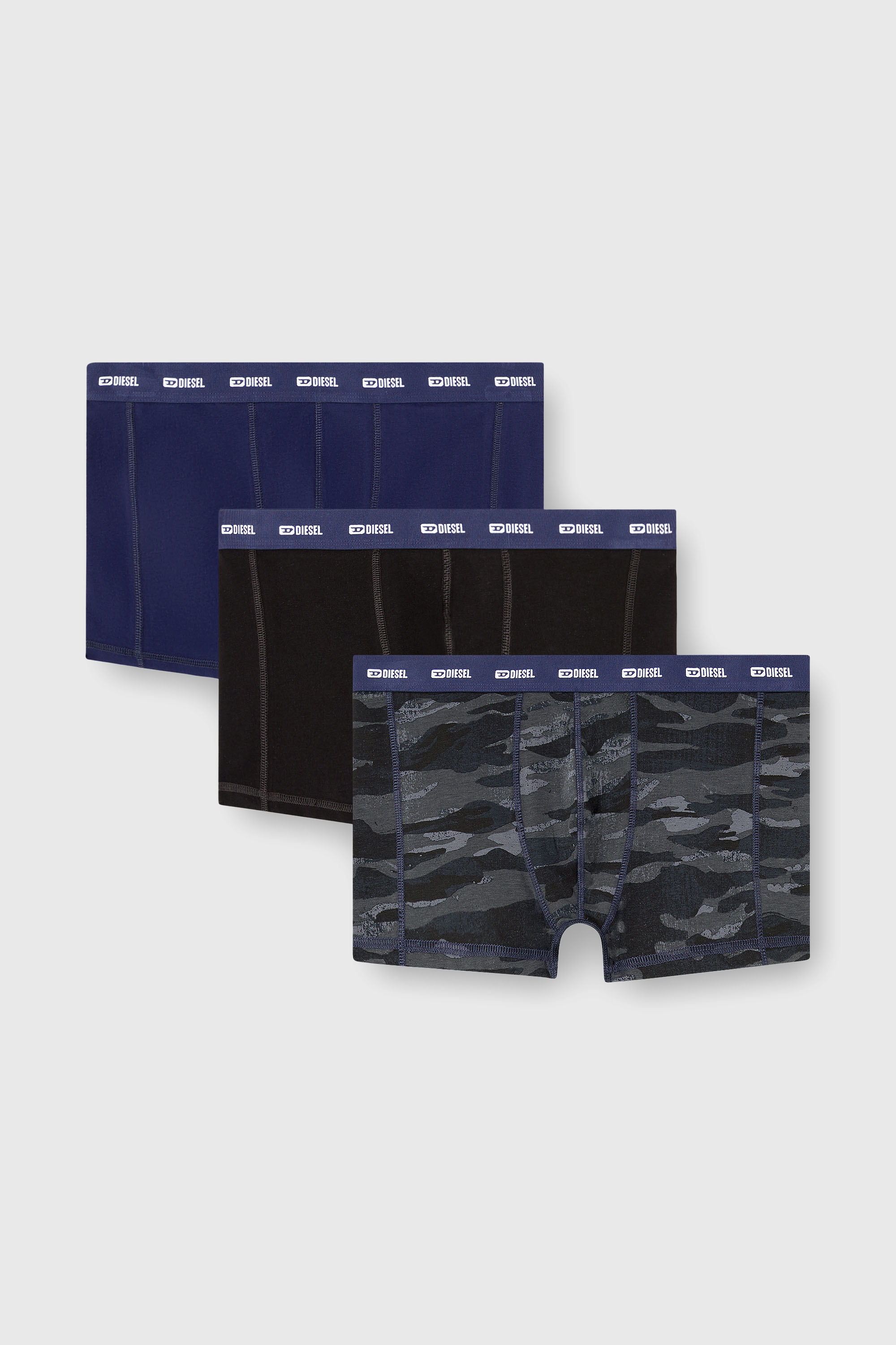 Diesel - DAMIEN-UTLT-3PACK, Herren Einfarbige und Camouflage Retropants im Dreierpack in Schwarz/Blau - 2