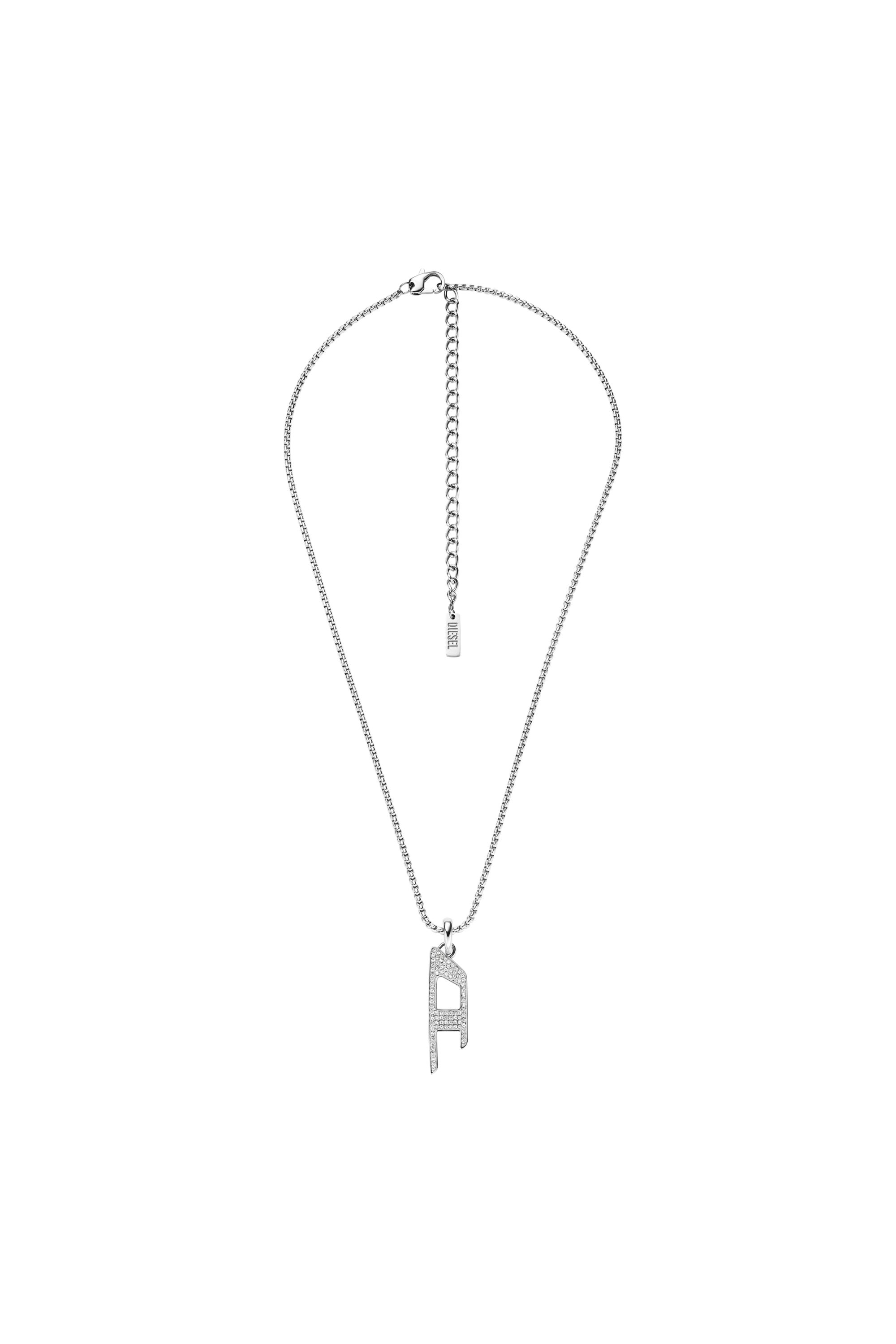 Diesel - DX1624040 JEWELLERY, Unisex Halskette mit Glitzeranhänger aus Edelstahl in Silber - 1