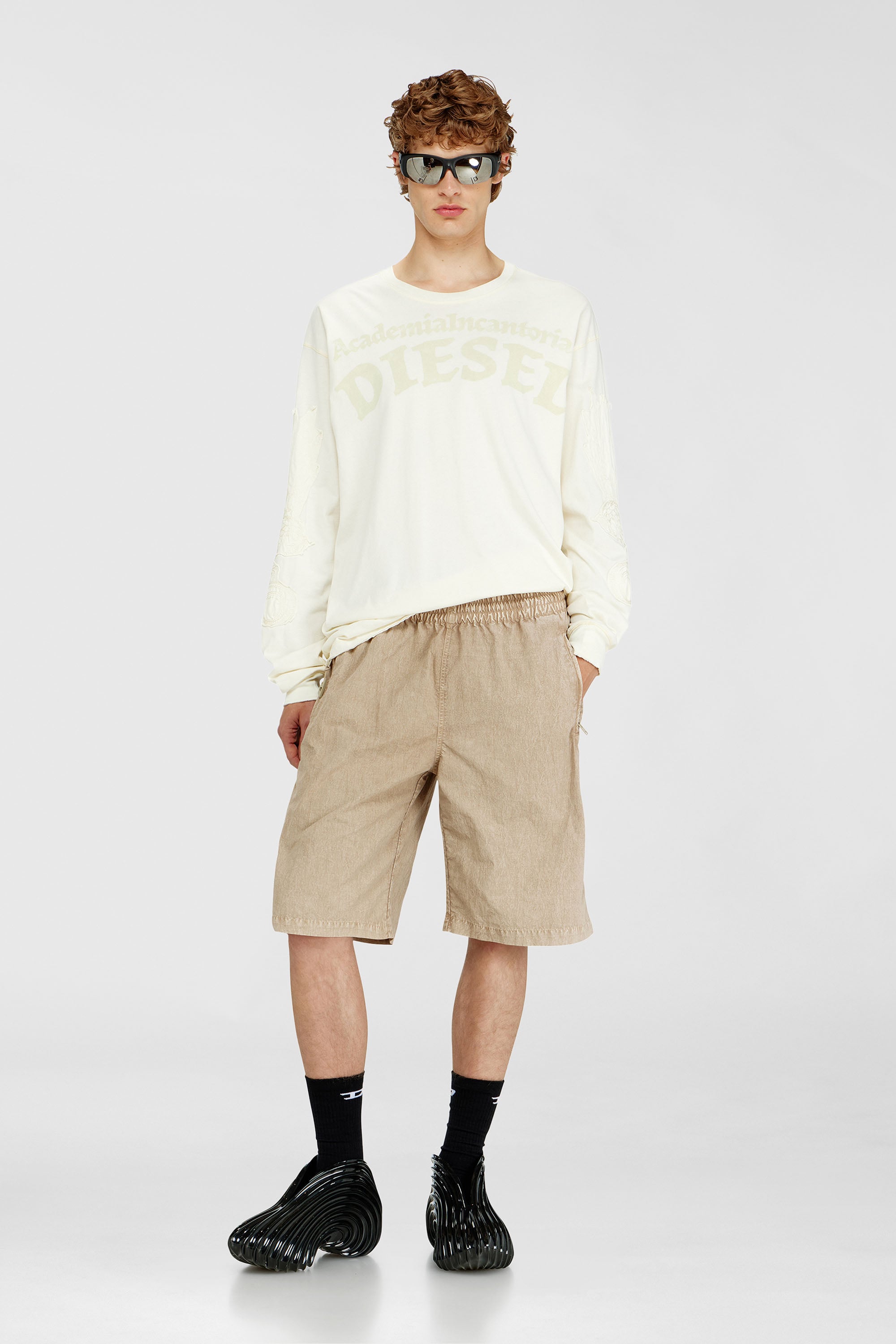 Diesel - P-THECK-SHORT-PLBH, Herren Behandelte Nylon-Shorts in Beige - 1